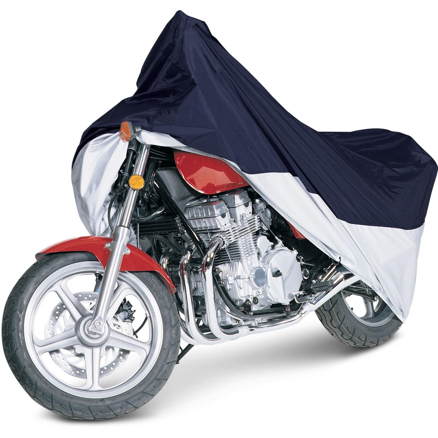 Classic Accessories MotoGear Motorcycle Cover Up To 1500cc Full Dress(blue/silver)