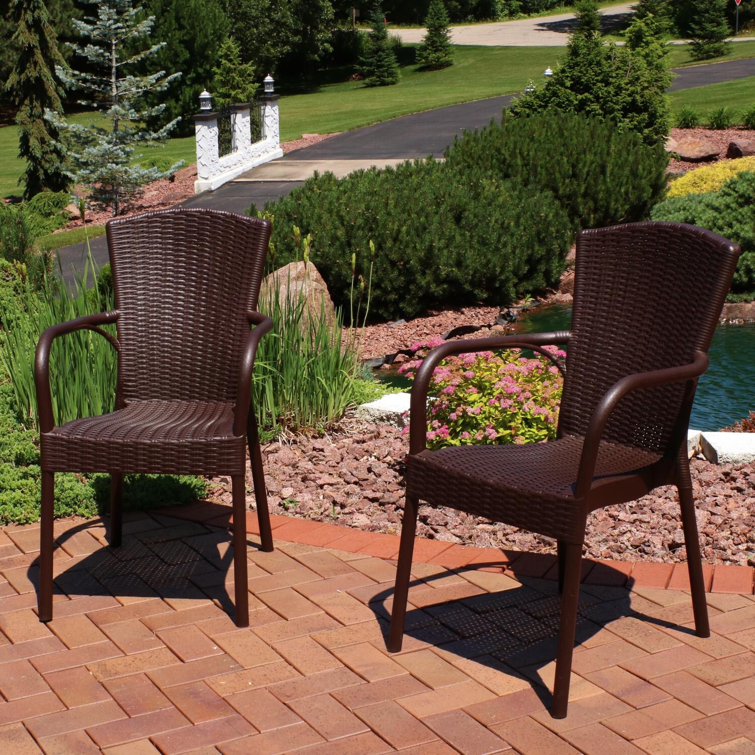 Sunnydaze Decor Segesta Plastic Patio Outdoor Dining Chair - Set of 2 - Wenge - TLA-736-2PK image