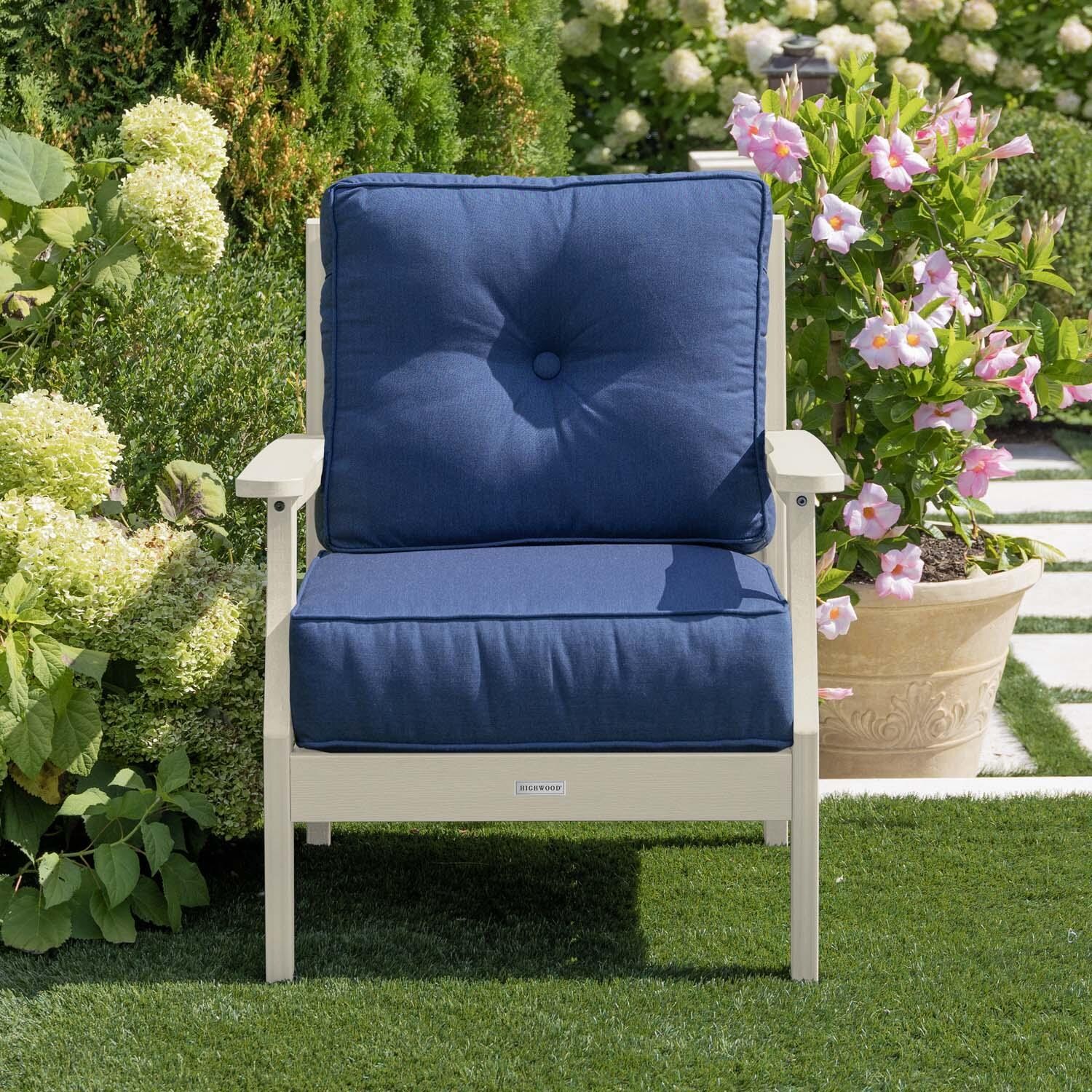 Blushing Bay Recycled Plastic Club Chair in Spectrum Indigo/Whitewash by Lakeview Outdoor Designs - Lifestyle thumbnail