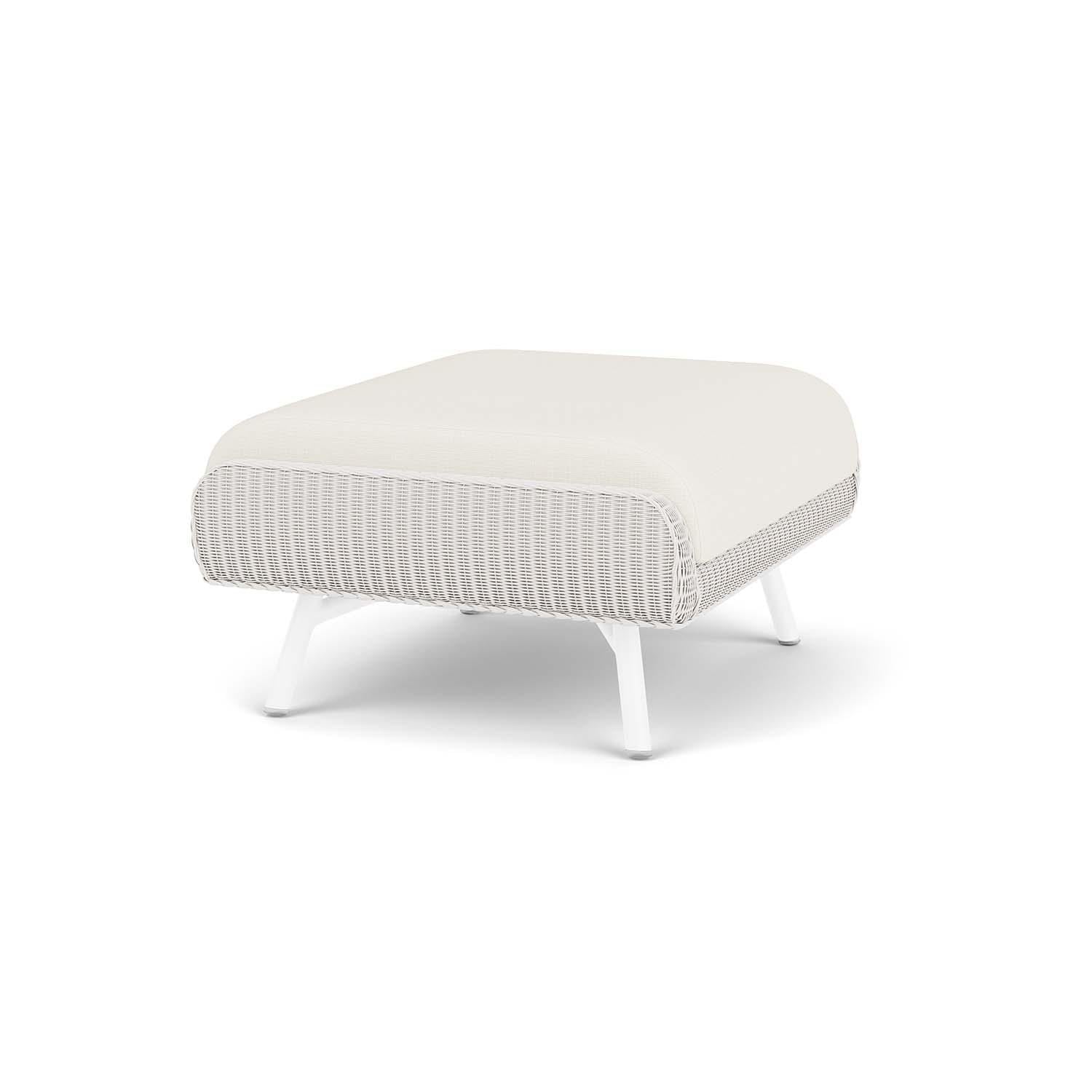 Lloyd Flanders Essence Ottoman W/Sailcloth Salt Fabric - White Finish - Angled thumbnail