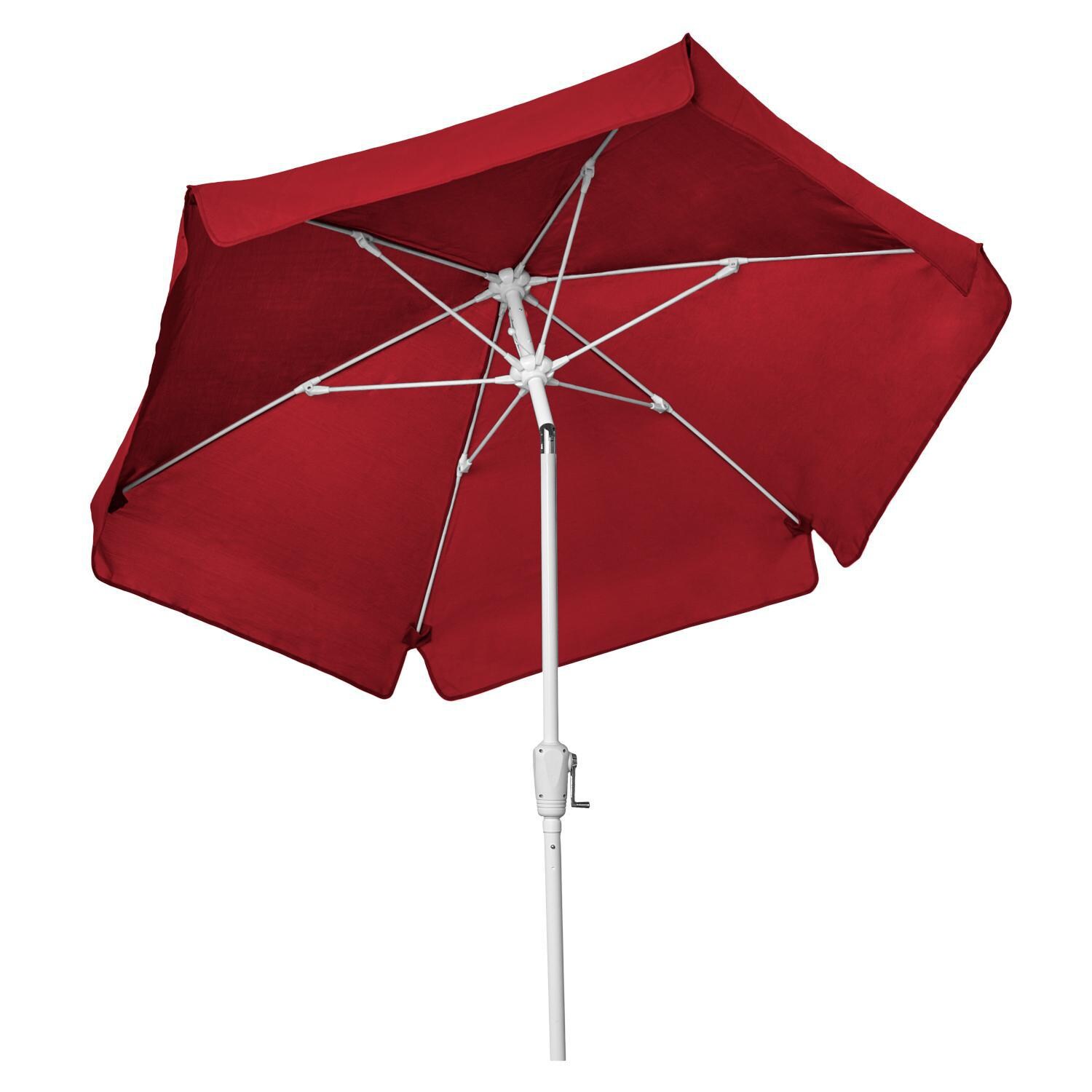 FiberBuilt 7.5 Ft. Aluminum Market Patio Umbrella W/ Crank Lift & Tilt - Red