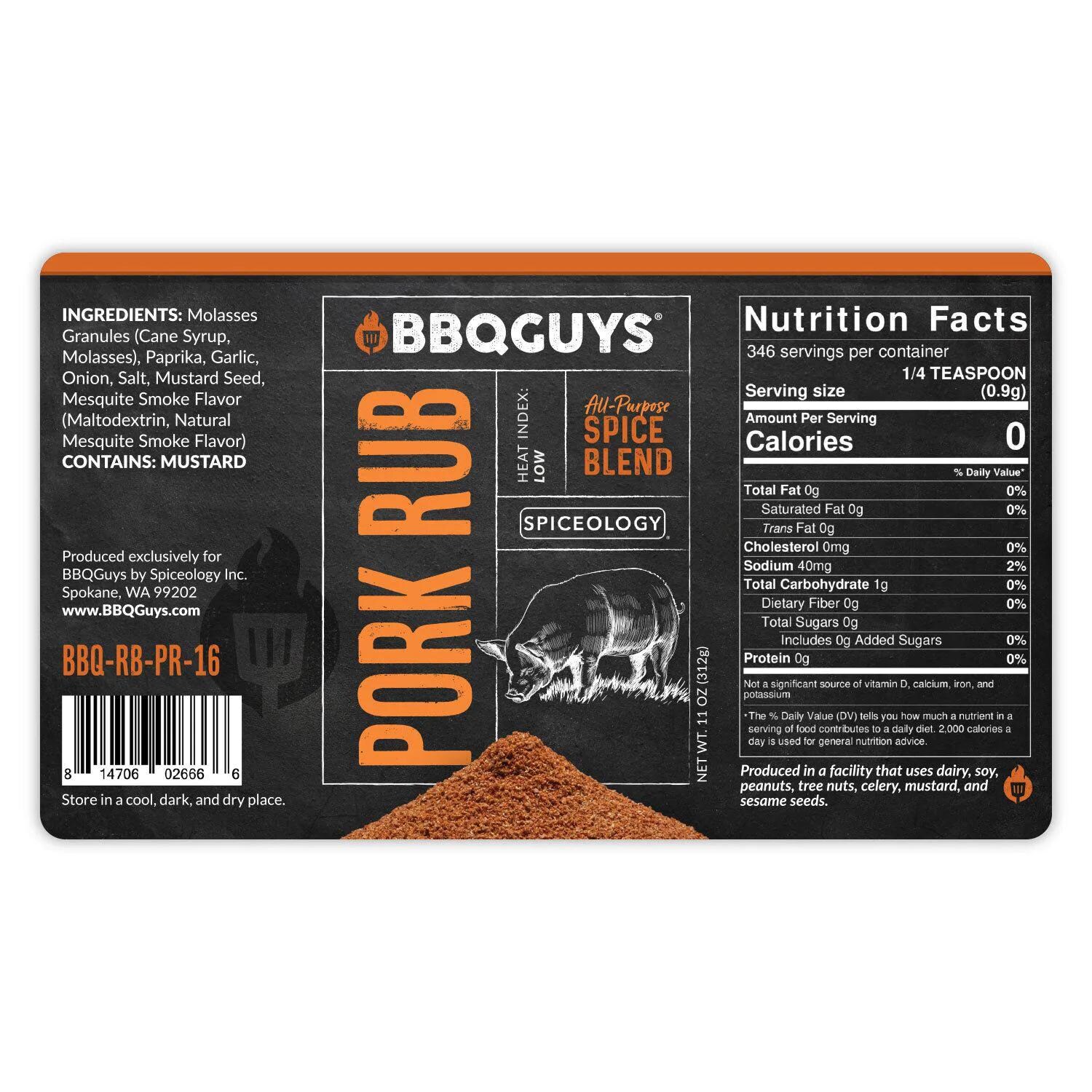 BBQGuys Signature x Spiceology Beef, Chicken, & Pork Rub Variety Pack - Pork Rub Label thumbnail