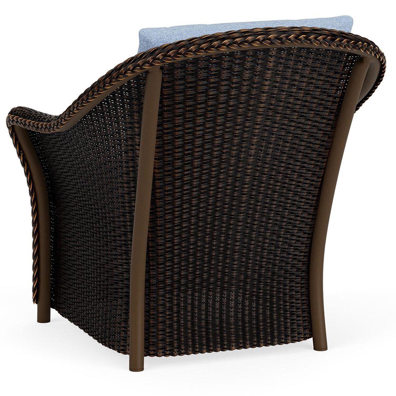 Lloyd Flanders Weekend Retreat Lounge Chair in Mink Finish W/ Demo Skyway Fabric - Back Left thumbnail