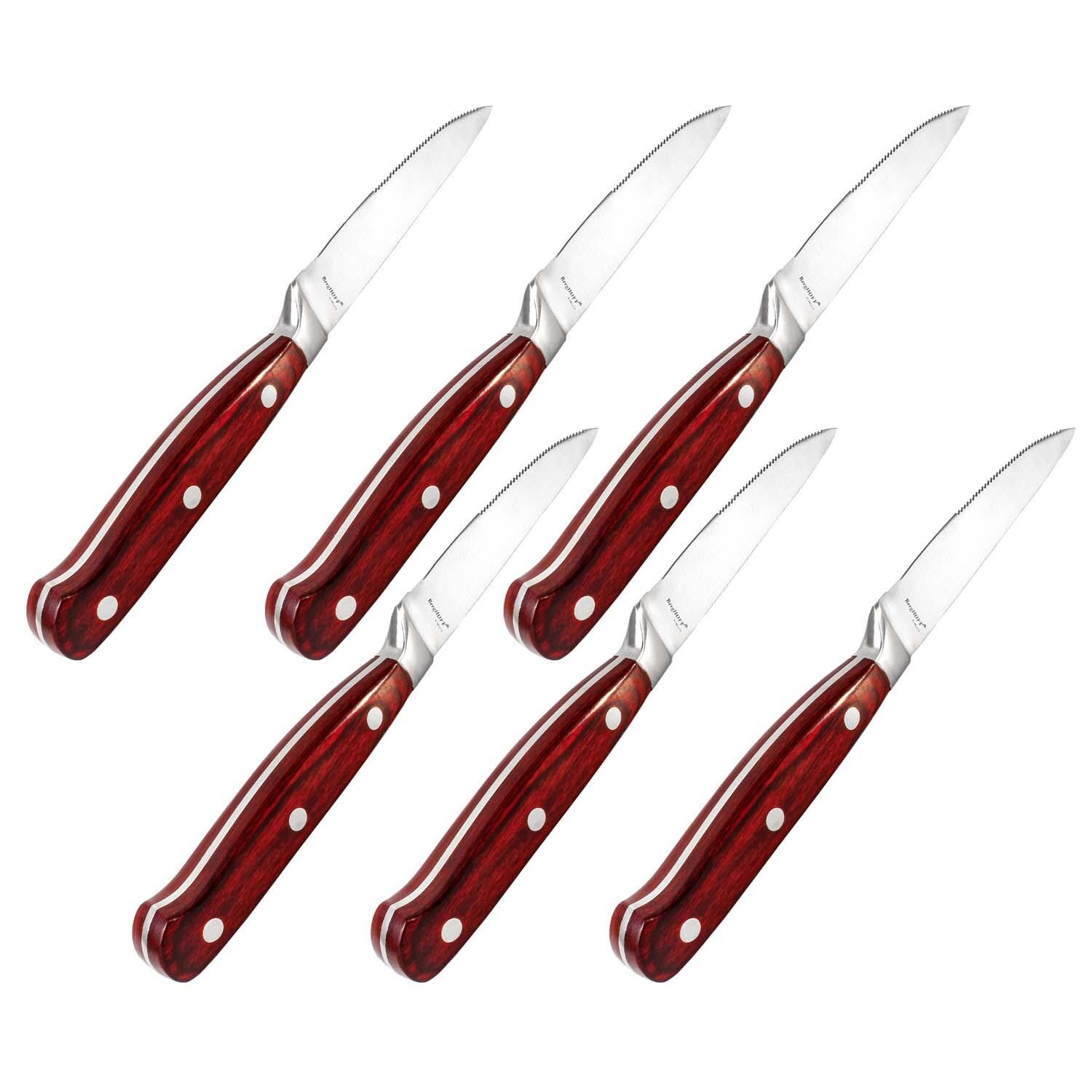BergHOFF Pakka Wood 9 Pc Stainless Steel Steak & Carving Knife Set - Steak Knives - White Background thumbnail