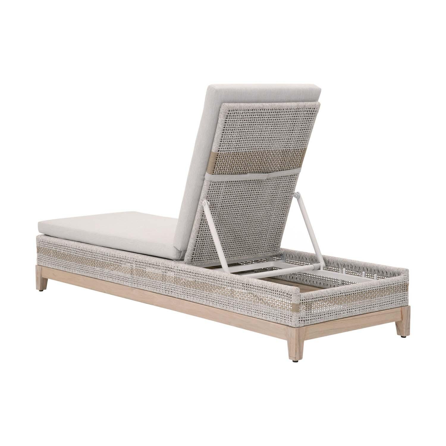 Lakeview Cocoa Way Woven Rope Chaise Lounge in Taupe & White - Back View thumbnail