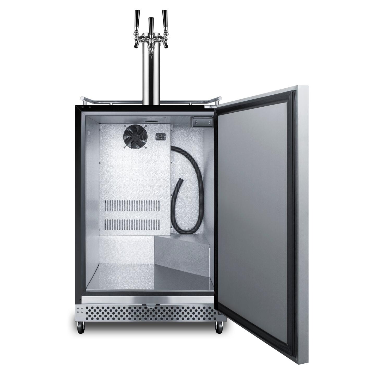 Summit SBC696OSTRIPLE Commercial Outdoor Rated Triple Tap Beer Dispenser / Kegerator - Open thumbnail