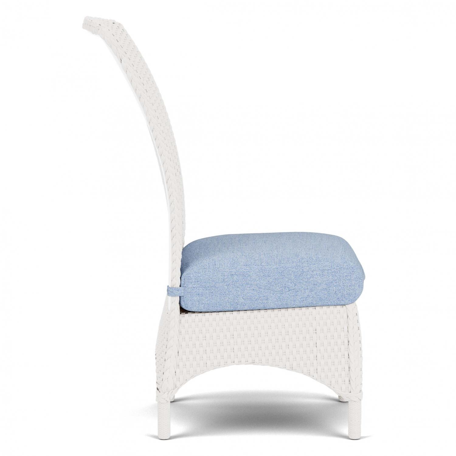 Lloyd Flanders Mandalay Armless Dining Chair in White Finish with Remy Cloud Fabric - Side thumbnail