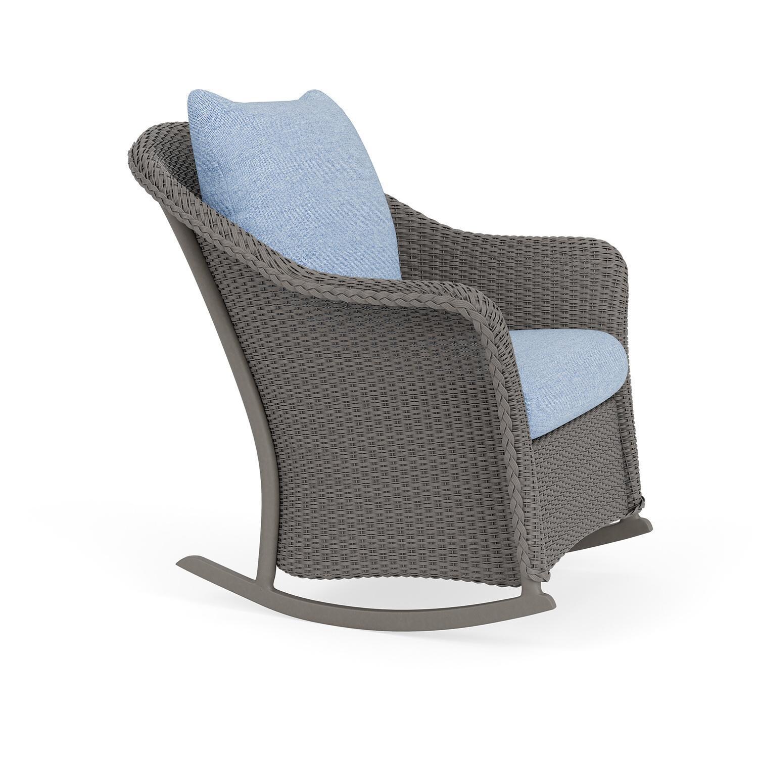 Lloyd Flanders Weekend Retreat Lounge Rocker in Pewter Finish W/ Demo Skyway Fabric - Angled thumbnail