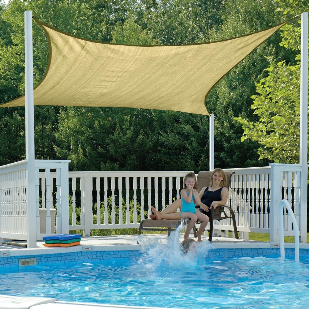 ShadeLogic Sun Shade Sail 16 Foot Square - Sand Pool Cover thumbnail
