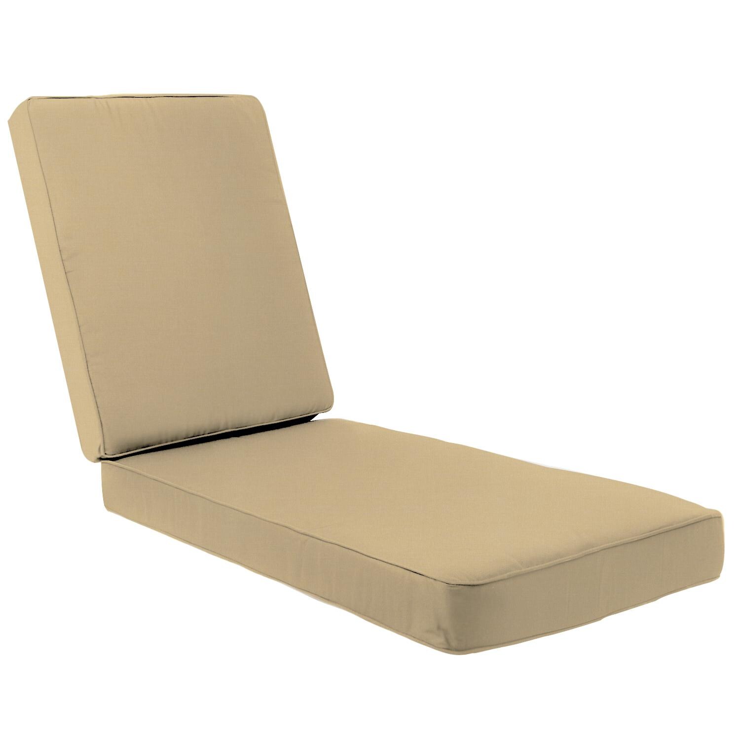 Sunbrella Canvas Wheat Extra Long Outdoor Replacement Chaise Lounge Cushion W/ Piping By UltimatePatio.com thumbnail