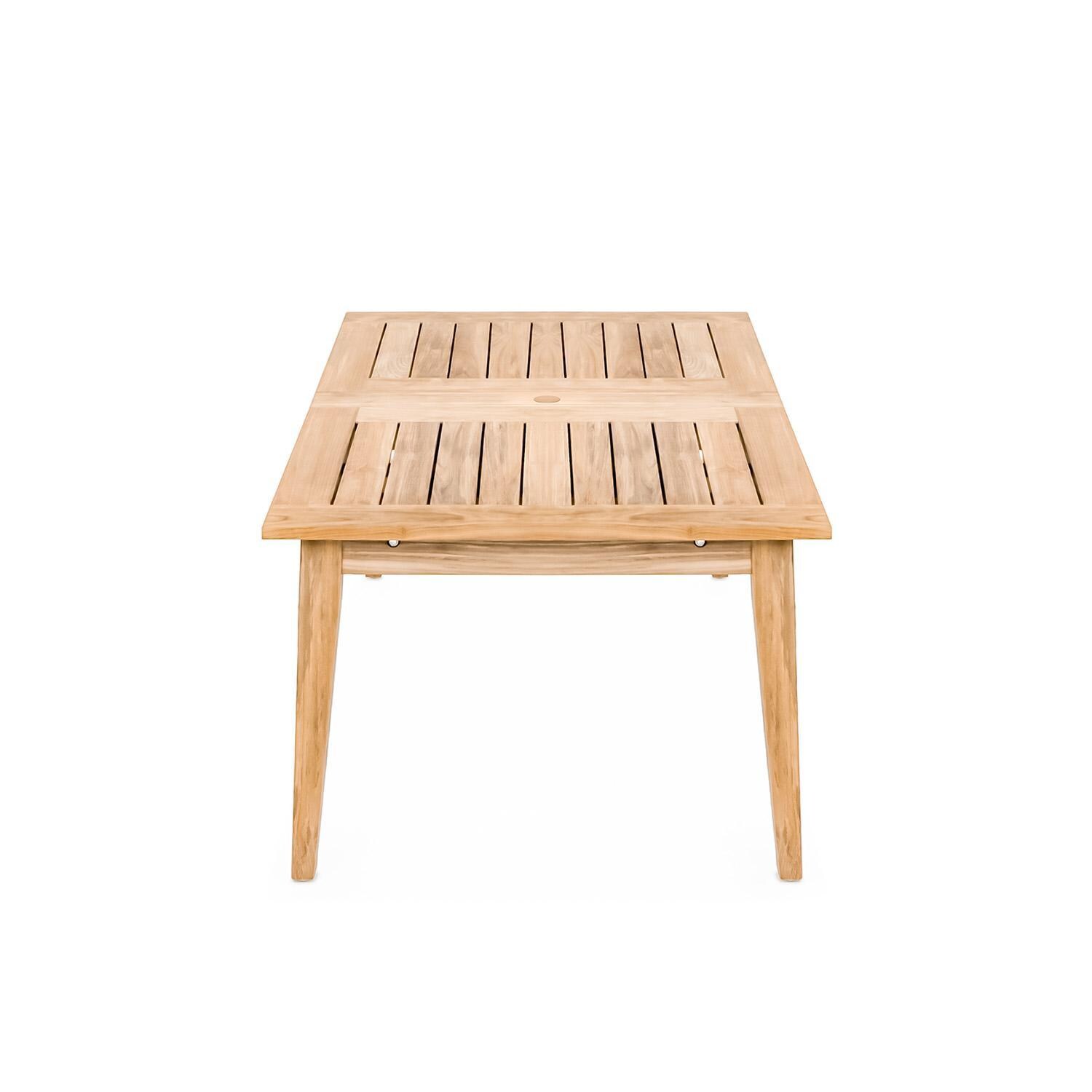 Teak + Table Paros/Friday Expansion 7 Piece Dining Set - Table Side View - White Background thumbnail