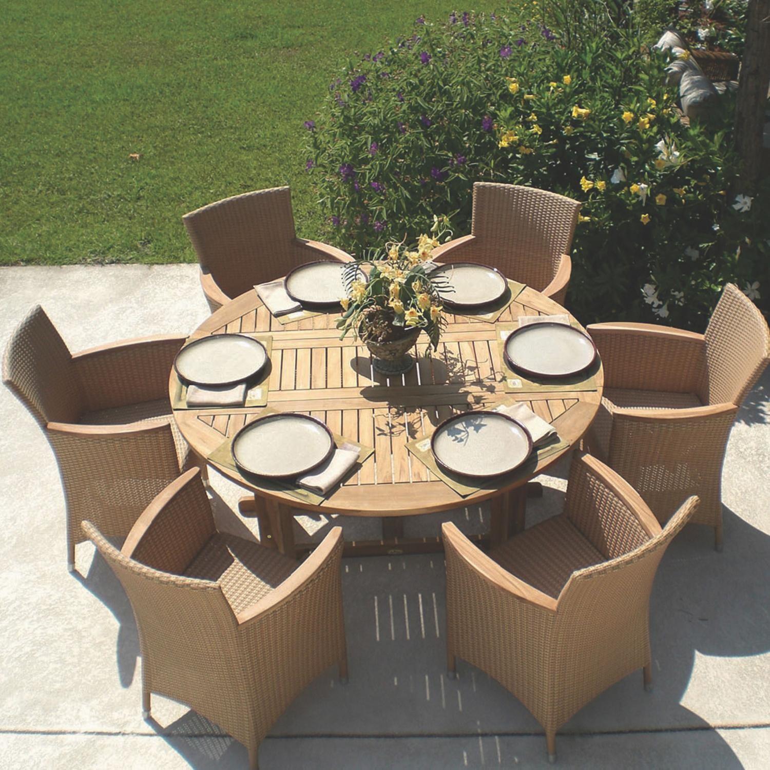 Royal Teak Collection Helena Wicker Patio Dining Chair - Honey Wicker / White Cushion - On the Patio thumbnail