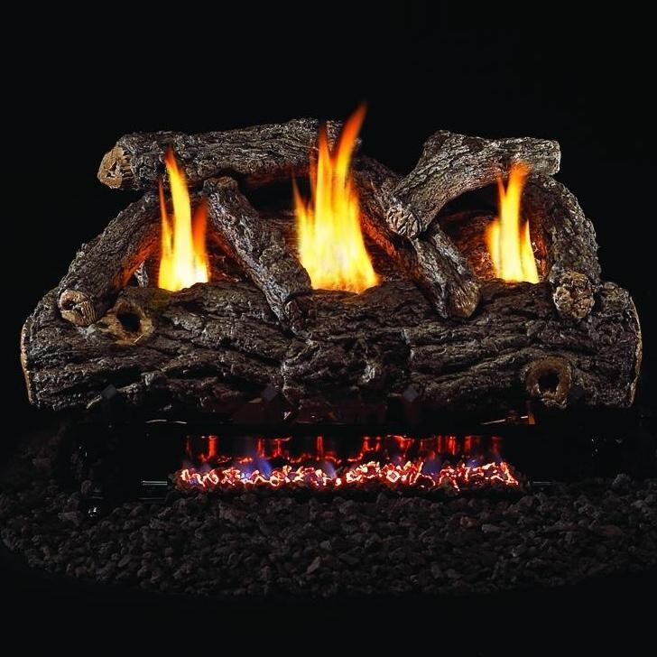 Peterson Real Fyre 30-Inch Golden Oak Designer Gas Log Set With Vent-Free Propane ANSI Certified G9 Burner - Basic On/Off Remote