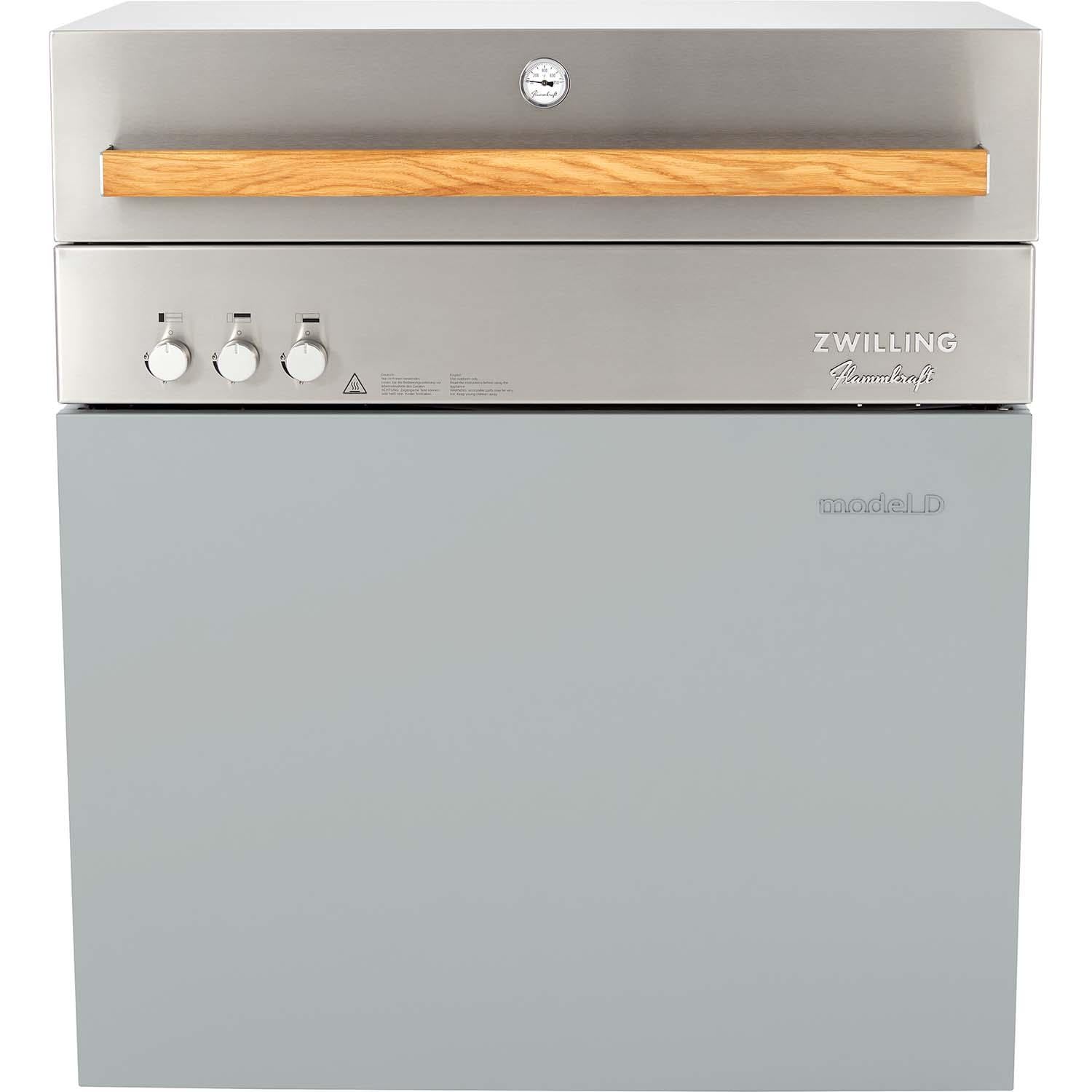 Flammkraft 1030979 Model D Natural Gas Grill - Light Grey - Closed - White Background thumbnail