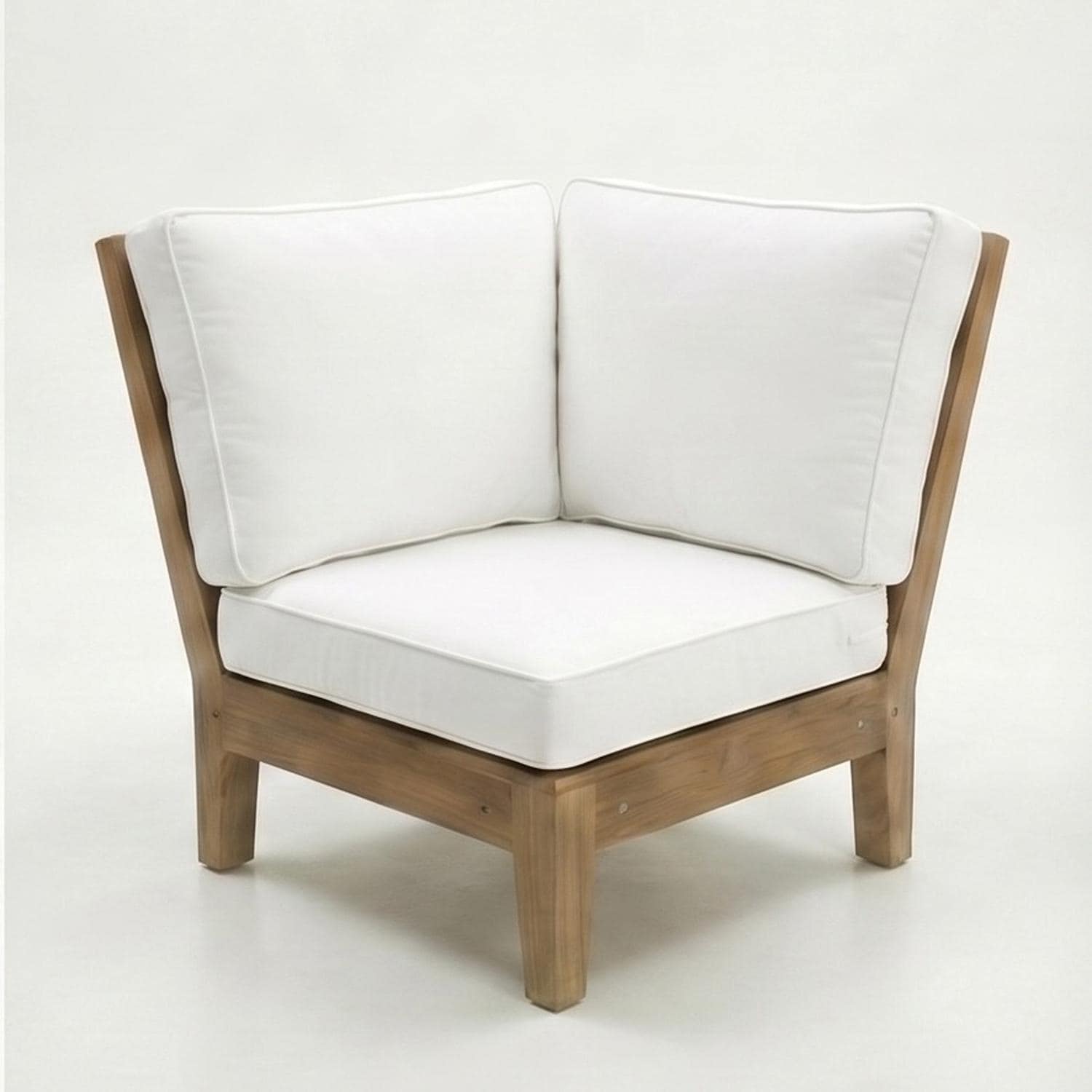 Royal Teak Collection Miami Teak Sectional Corner Chair w/ Sunbrella Cushions in Canvas Natural by - MIACRW