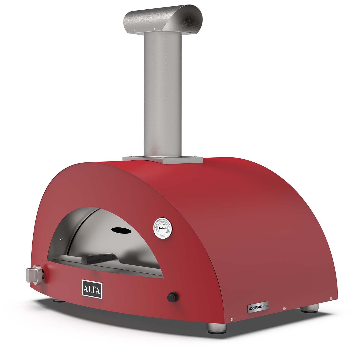 Alfa FXMD-2P-LROA Moderno 2 Pizze Wood - Fired Pizza Oven - Antique Red - Right Angled View - White Background thumbnail