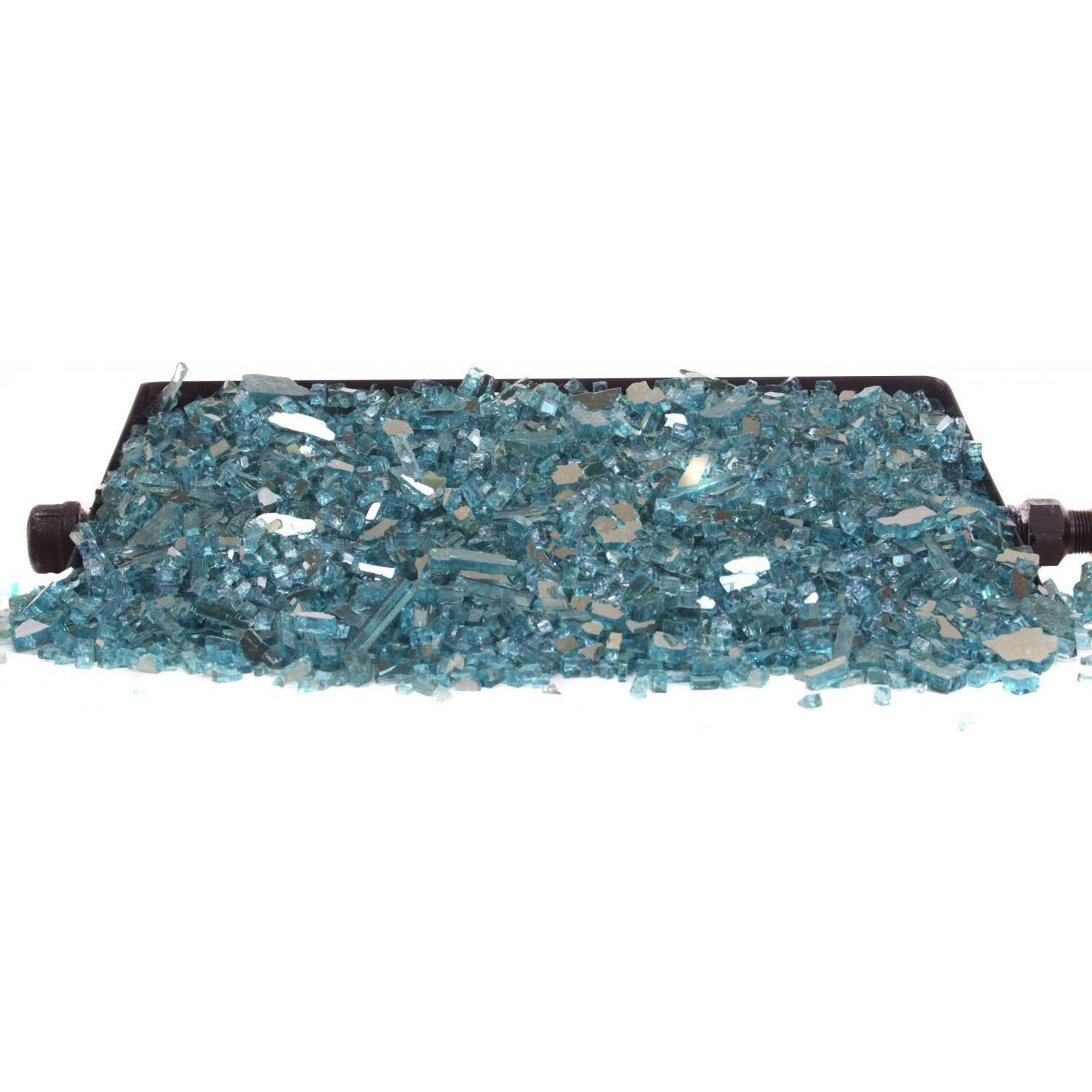 Peterson Real Fyre Glass 30 Inch Azuria Reflective Fire Glass Set With Vented Natural Gas G45 Burner - Shown Without Flames thumbnail