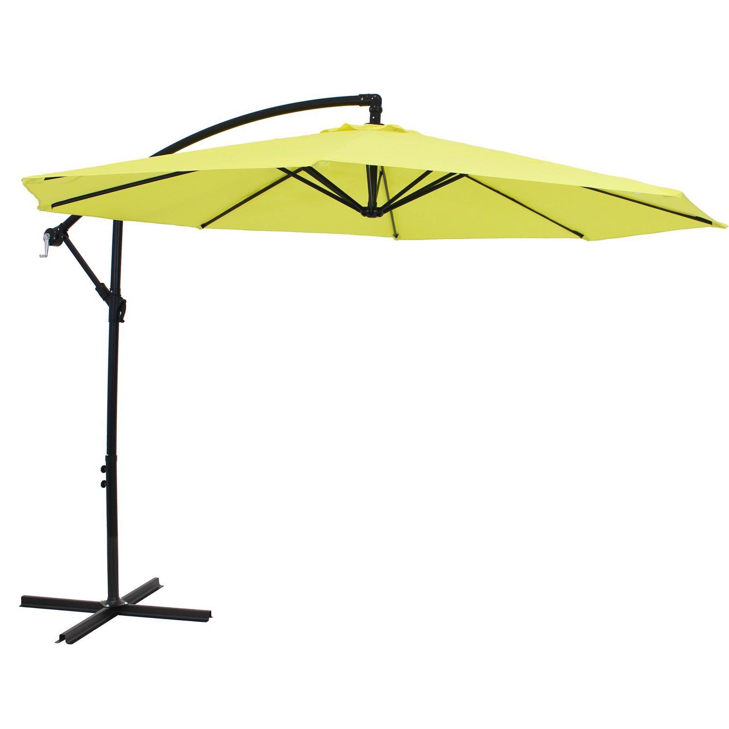 Ultimate Patio 9.5 Ft. Octagonal Aluminum Patio Cantilever Umbrella W/ Crank - Black Frame & Sunshine Polyester Canopy