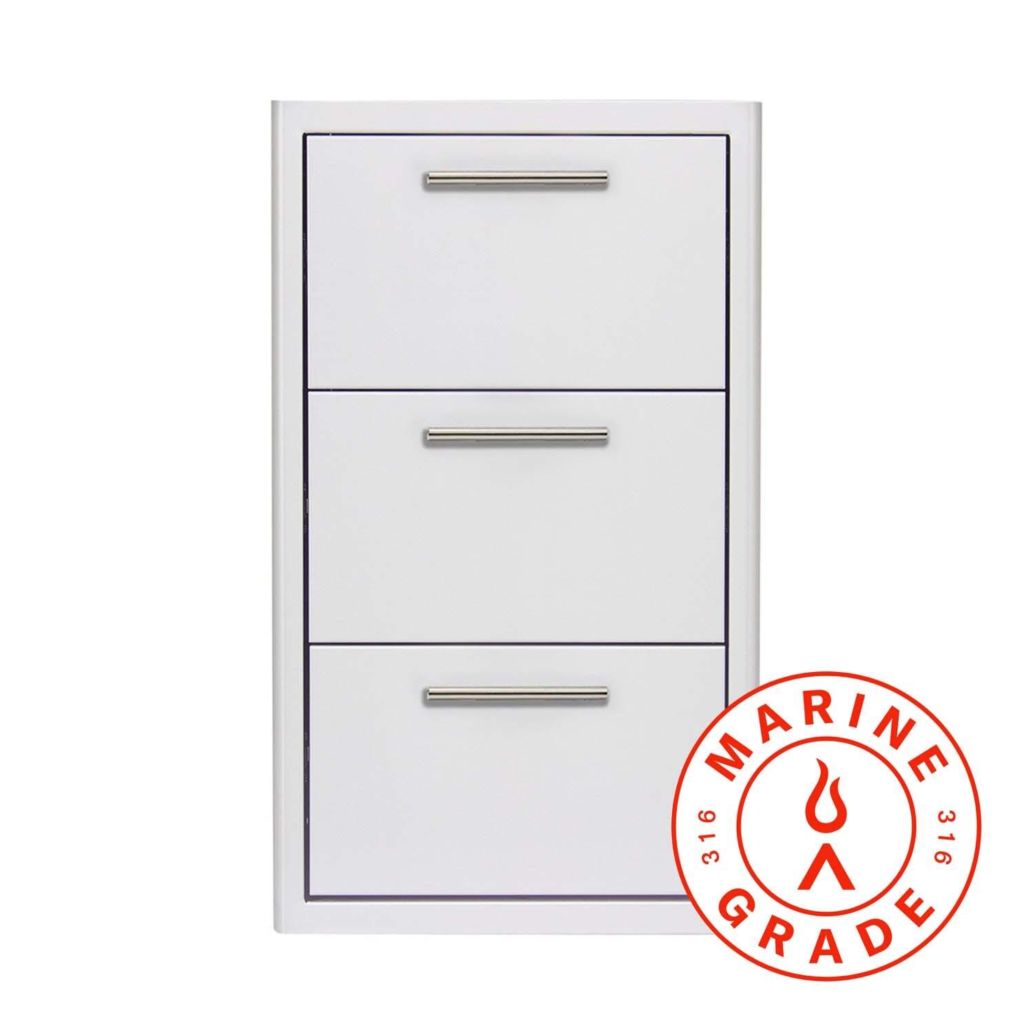 Blaze BLZ-DRW3-R-LT-MG 16-in Marine Grade Triple Access Drawer - White Background thumbnail