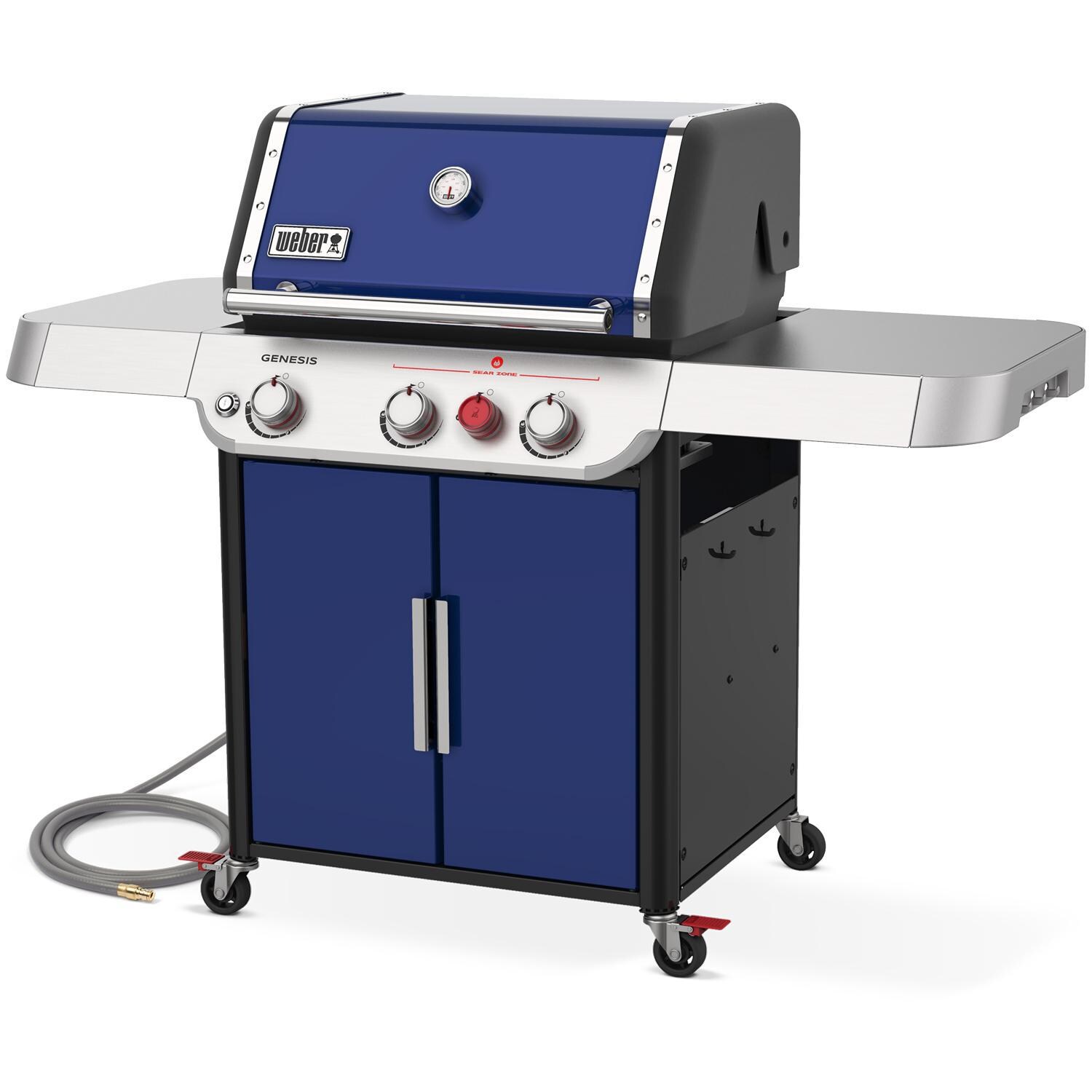 Weber GENESIS 37383301 SP-E-325s Special Edition Natural Gas Grill with Sear Burner - Deep Ocean Blue - Right-Side Angled View thumbnail