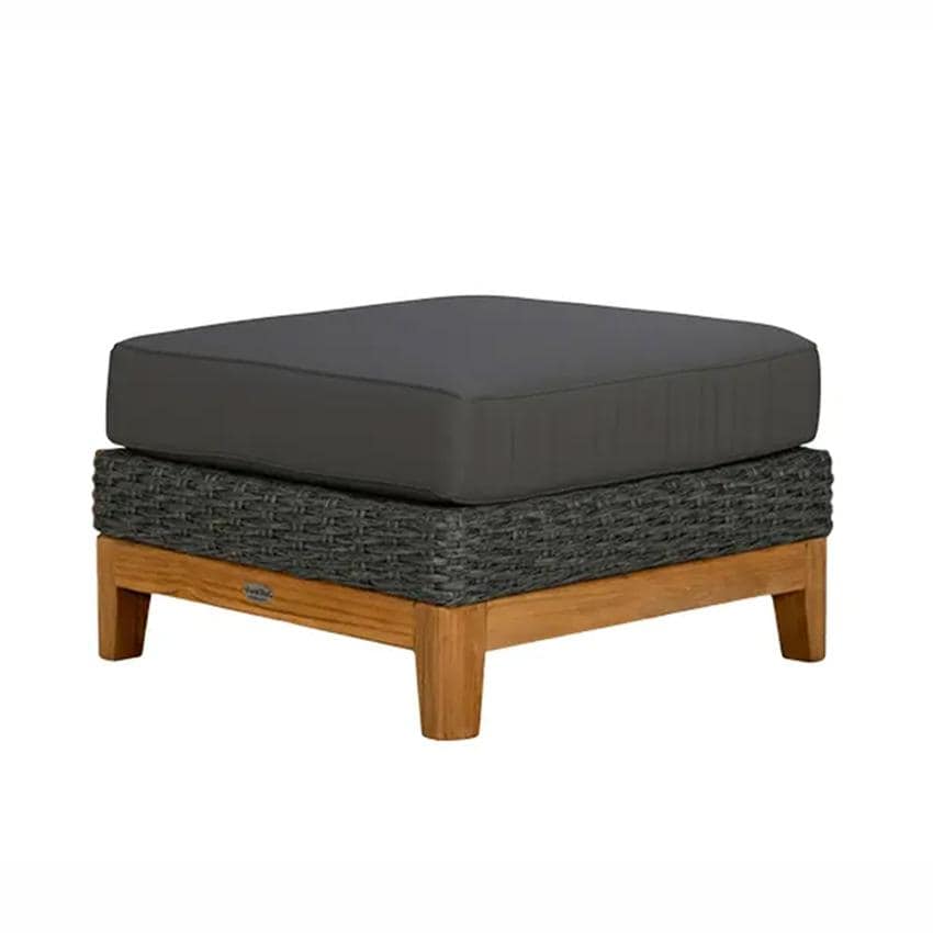 Boca Wicker Ottoman w/ Sunbrella Cushion in Gray/Canvas Granite by Royal Teak Collection