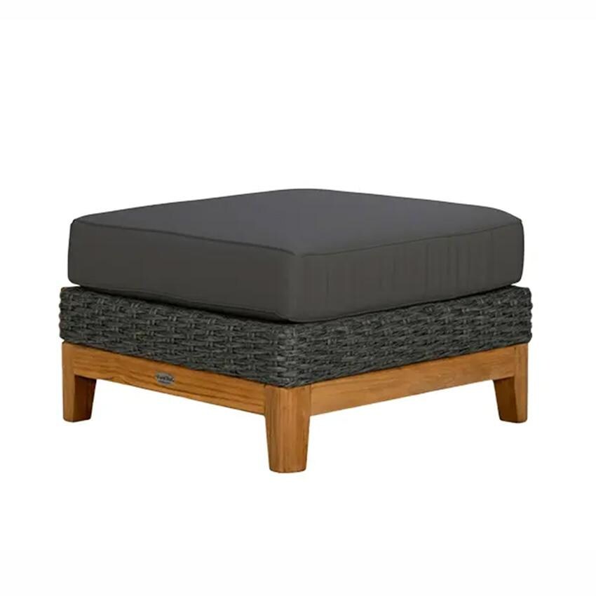 Boca Wicker Ottoman w/ Sunbrella Cushion in Gray/Canvas Granite by Royal Teak Collection