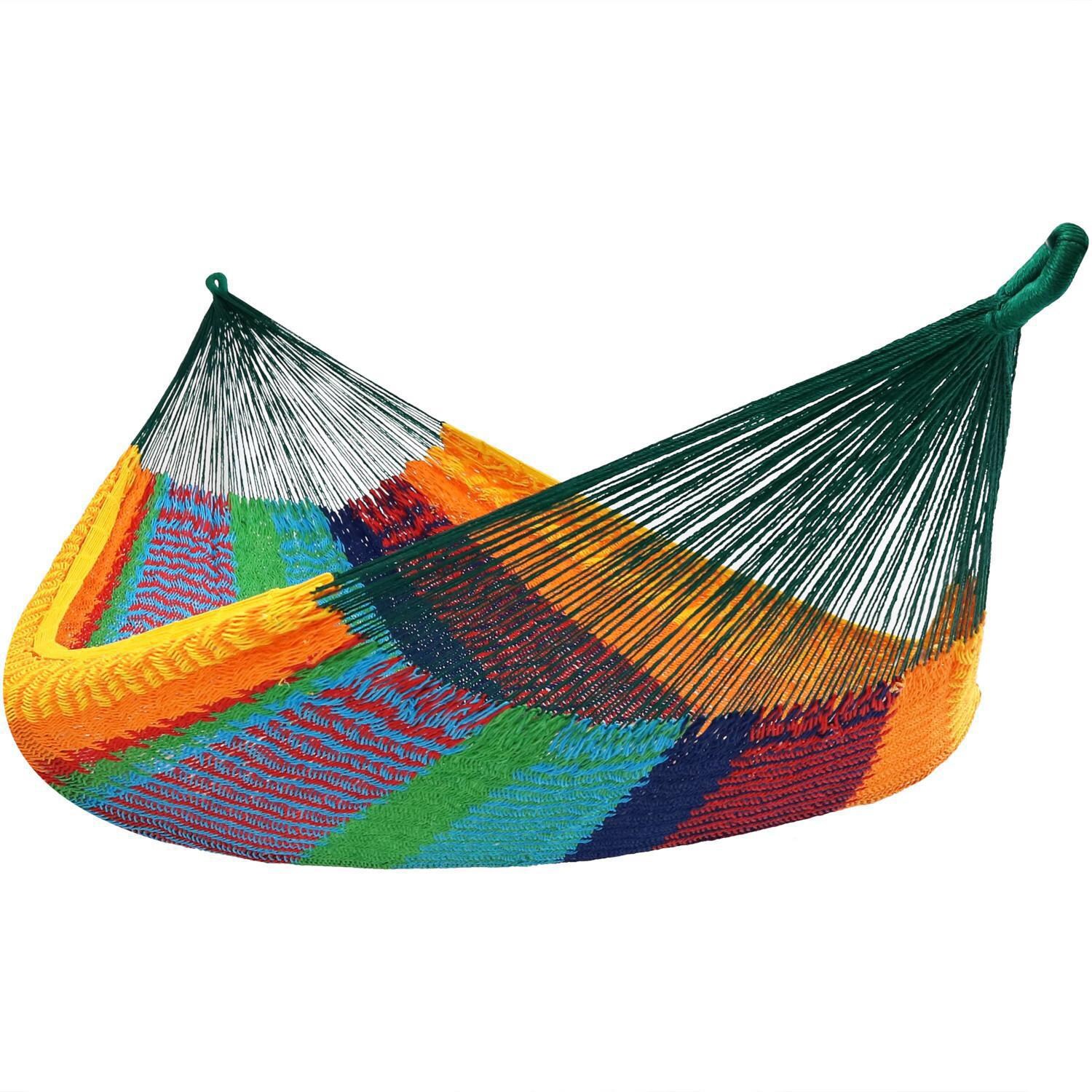Ultimate Patio Handwoven XXL Thick Cord Mayan Family Hammock - Multi-Color