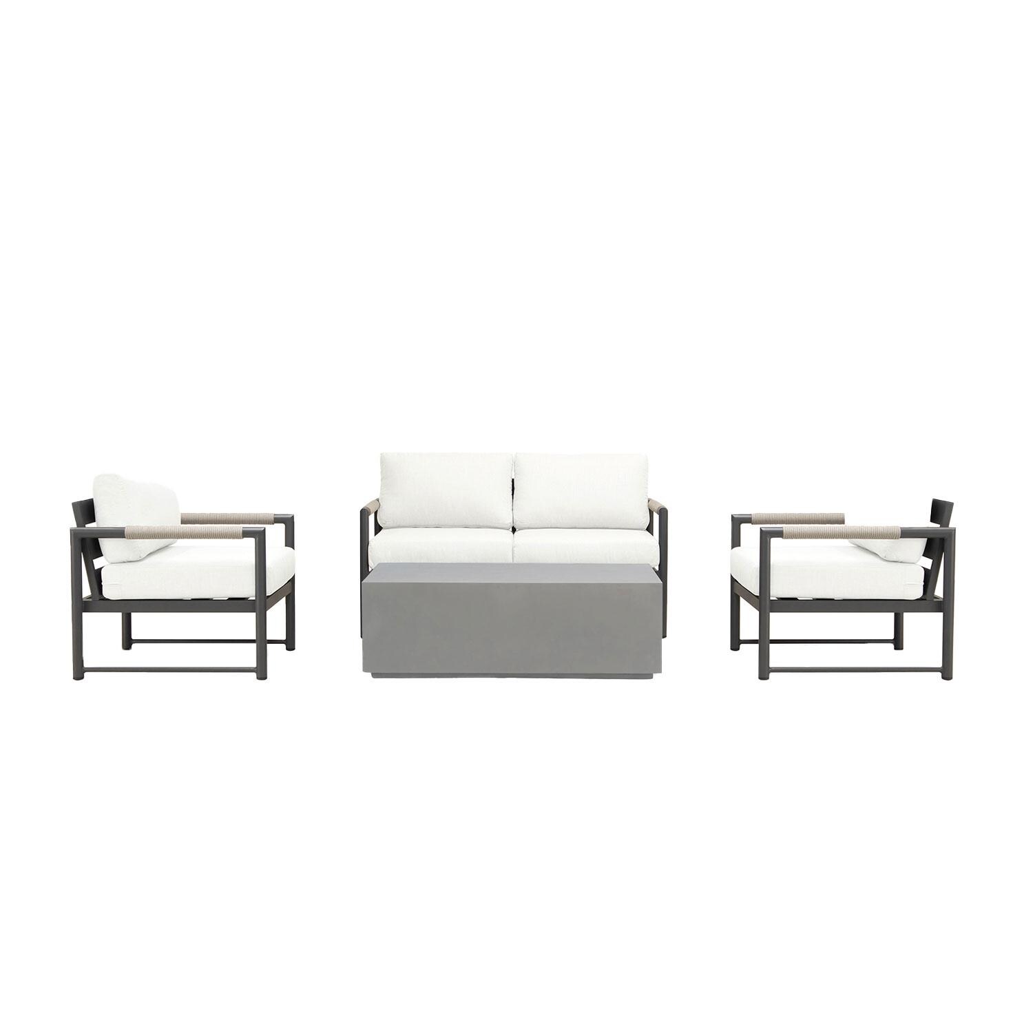 Lakeview AVEBAY-SL-PG-SET111-CN Avenue Bay Slate/Pebble Gray 5 Pc Loveseat Set - Canvas Natural - Display - White Background thumbnail