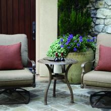 Darlee Florence 3 Piece Cast Aluminum Patio Conversation Seating Set - End Table With Ice Bucket Insert - Antique Bronze image