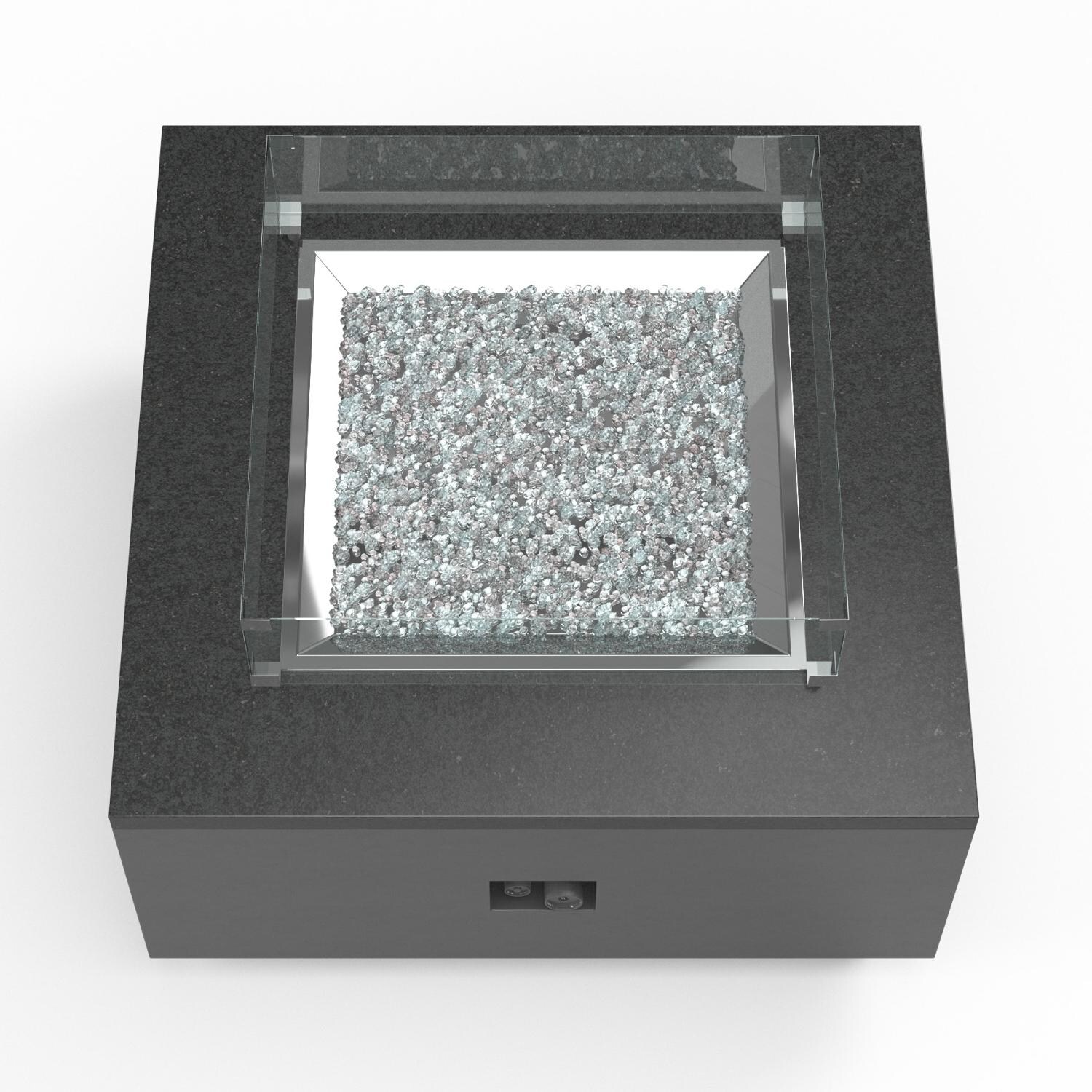 Sunset West - 6805-FT4242-G2828 - Black Granite 42-Inch Square Aluminum Propane Gas Fire Table W/ Absolute Granite Top & Glass Surround - Top View thumbnail