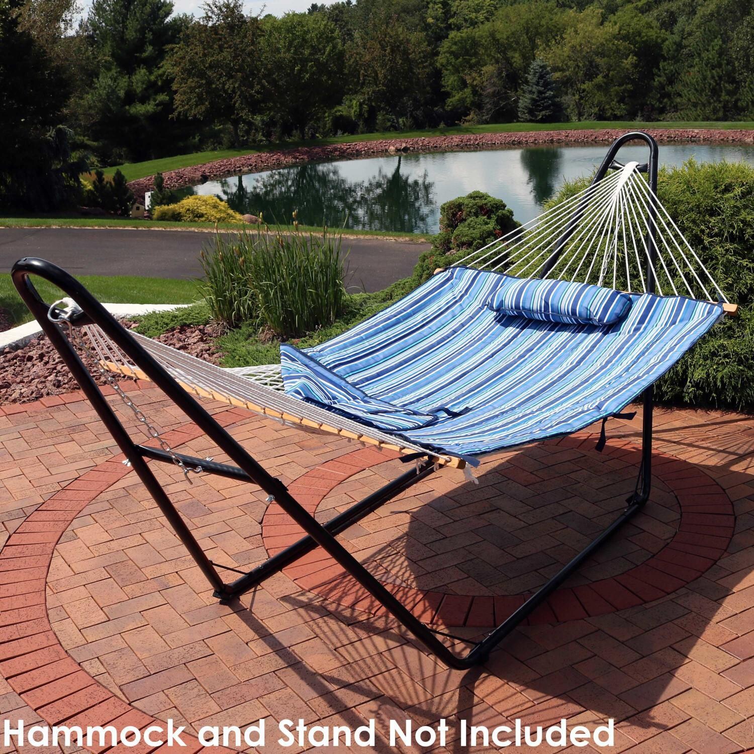 Ultimate Patio Quilted Double Hammock Pad & Pillow Set - Breakwater Stripe - Lifestyle thumbnail
