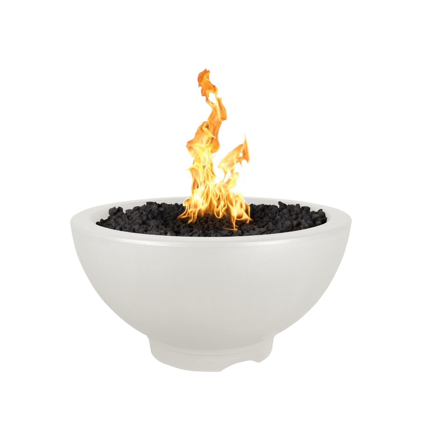 Sonoma 38 Inch Round GFRC Propane Fire Bowl in Limestone by The Outdoor Plus
