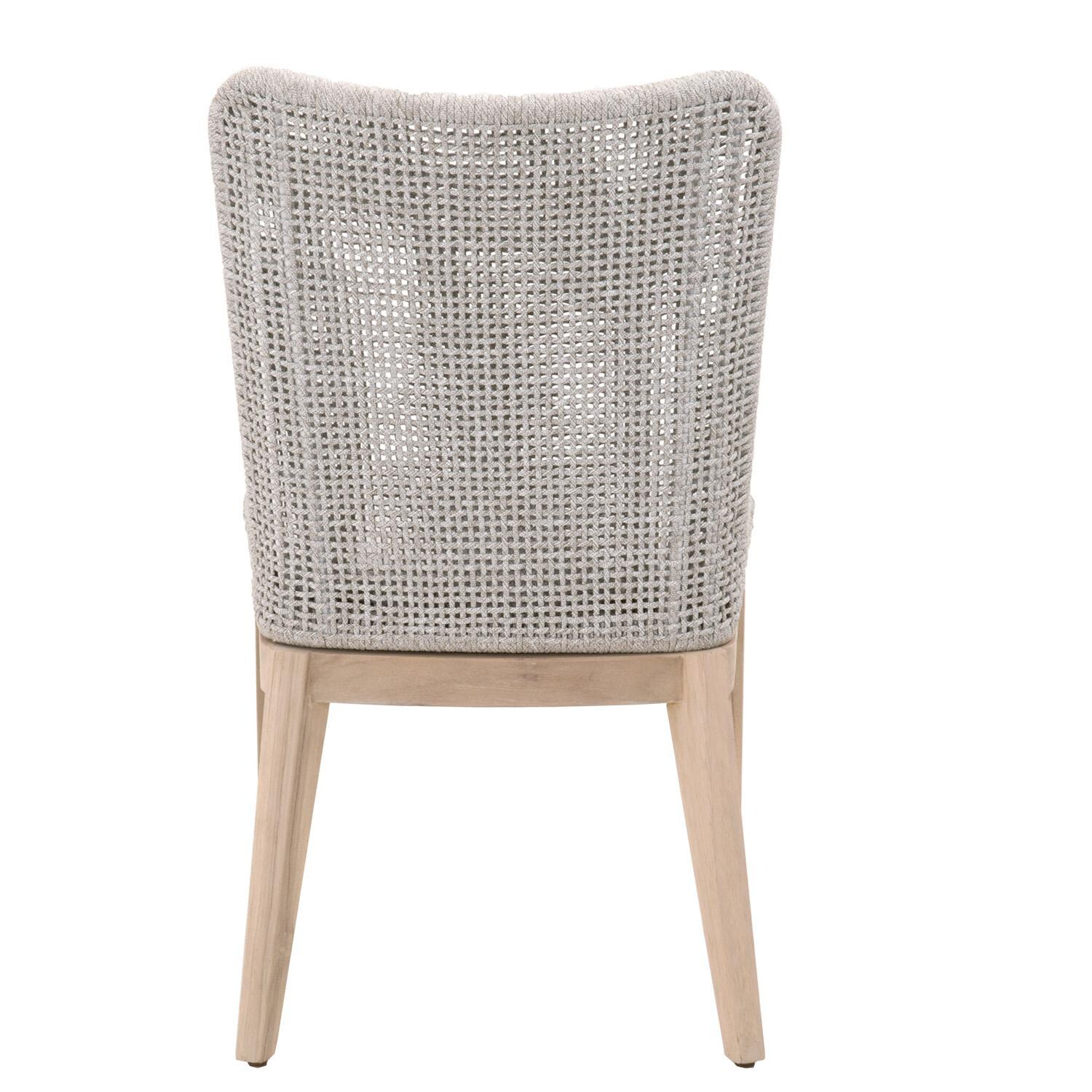 Lakeview Corbin Bay 2 Pc Woven Rope Dining Side Chair in Taupe & White - Back View thumbnail