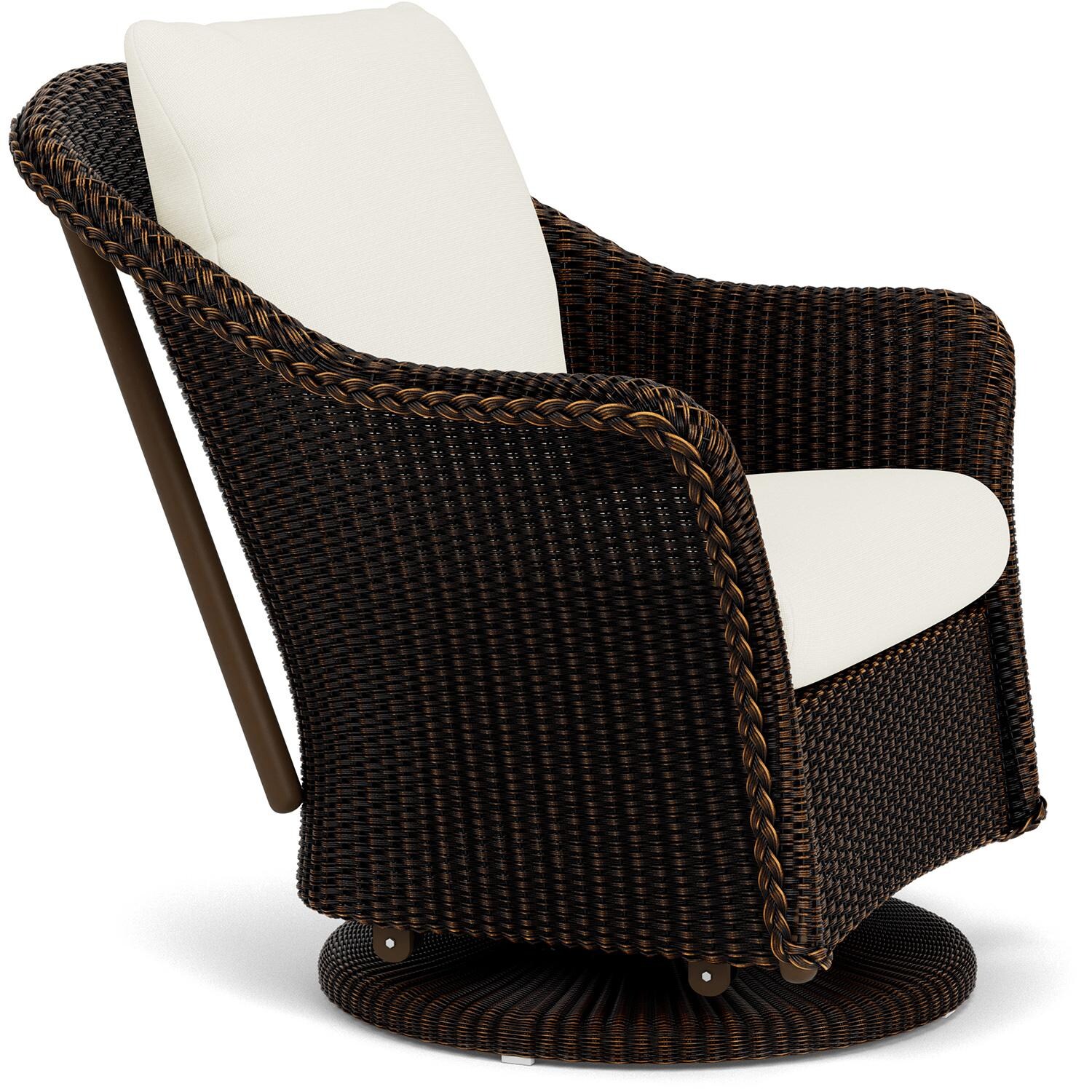 Lloyd Flanders Weekend Retreat Swivel Glider Lounge Chair in Mink Finish W/ Sailcloth Salt Fabric - Angled thumbnail