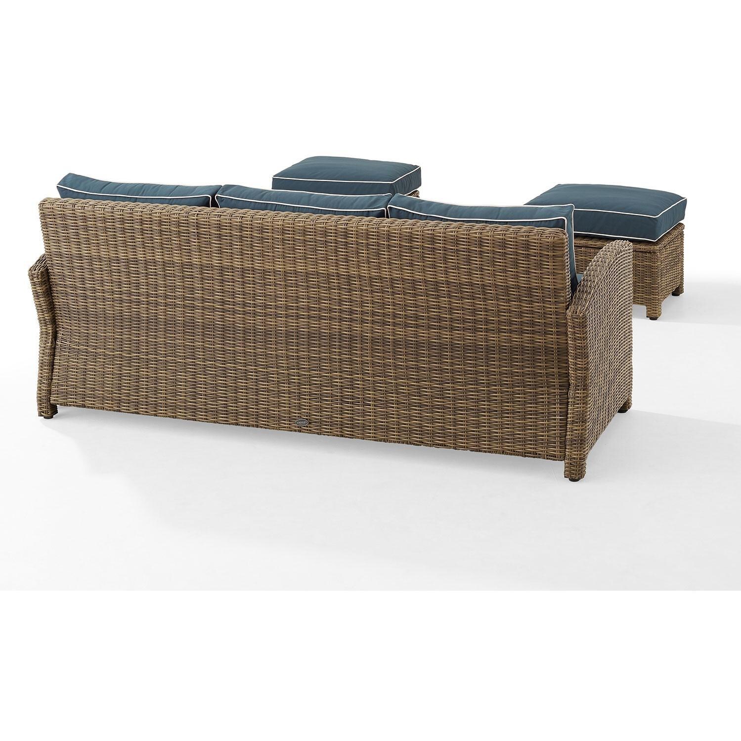 Ultimate Patio UP-92419WB-NV 3Pc Wicker Outdoor Sofa Patio Furniture Set in Navy - Rear - White Background thumbnail