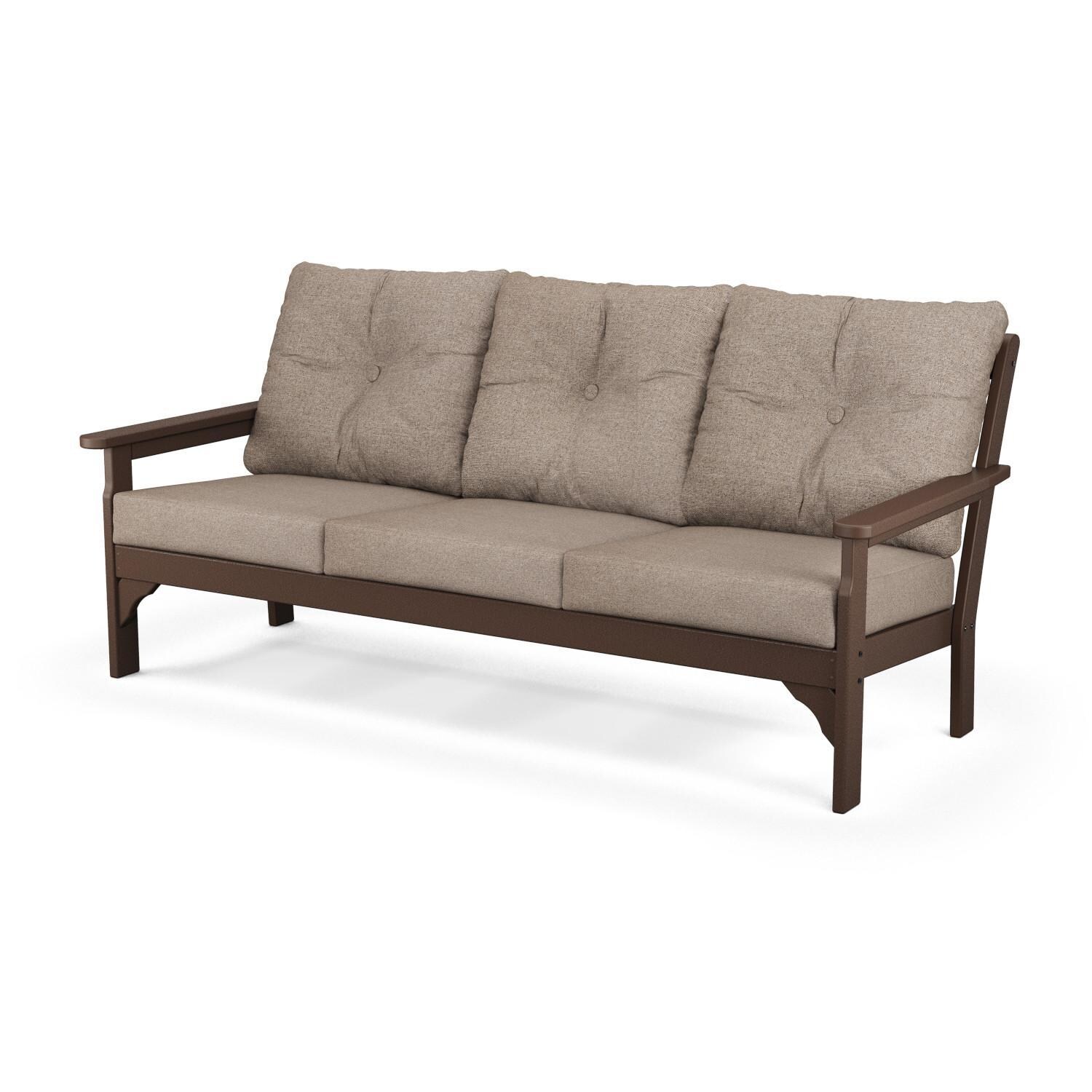 POLYWOOD Vineyard Mahogany & Spiced Burlap Deep Seating Sofa thumbnail