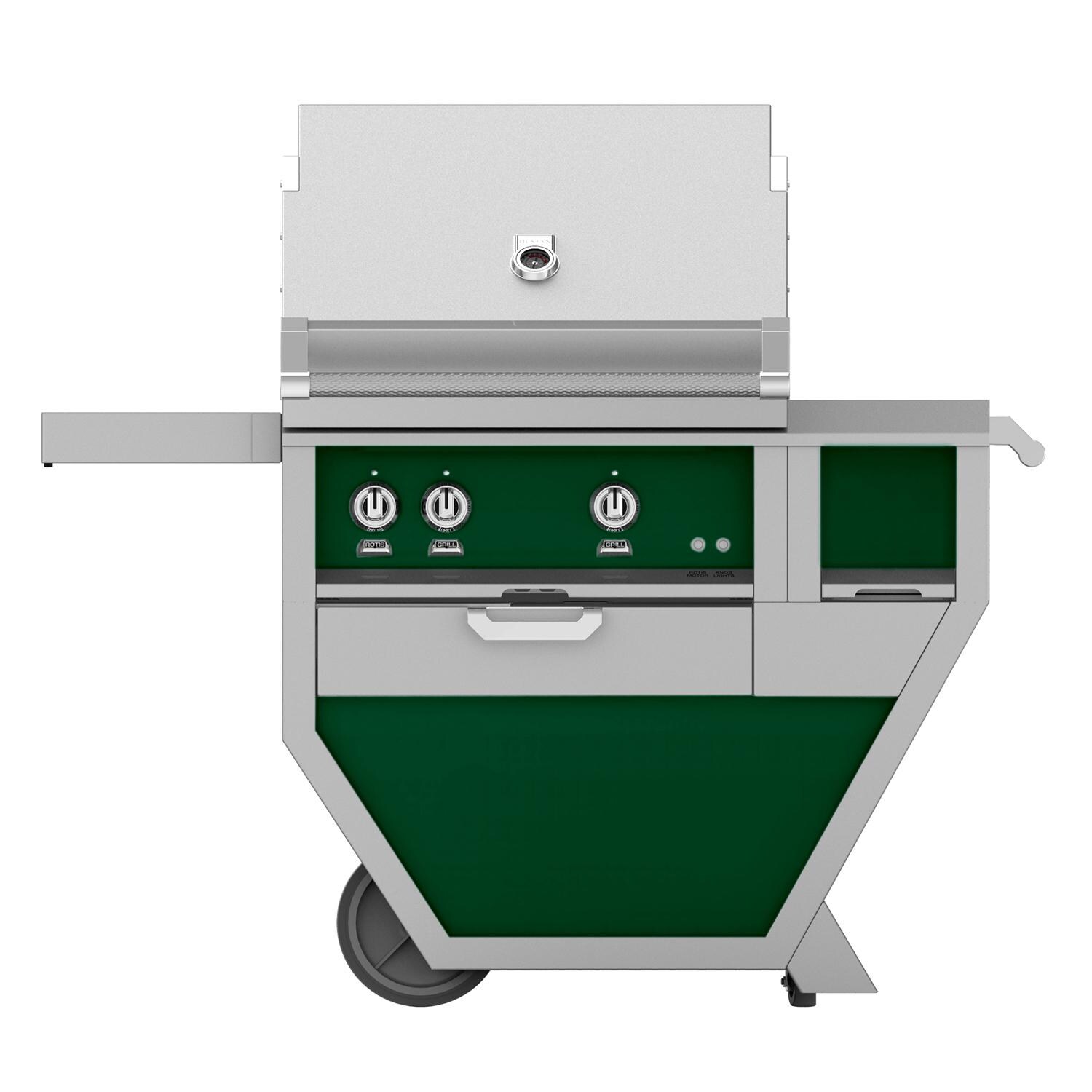 Hestan Deluxe 30-Inch Propane Gas Grill W/ All Infrared Burners, Rotisserie, Worktop & Storage Drawer - Grove - GSBR30CX-LP-GR