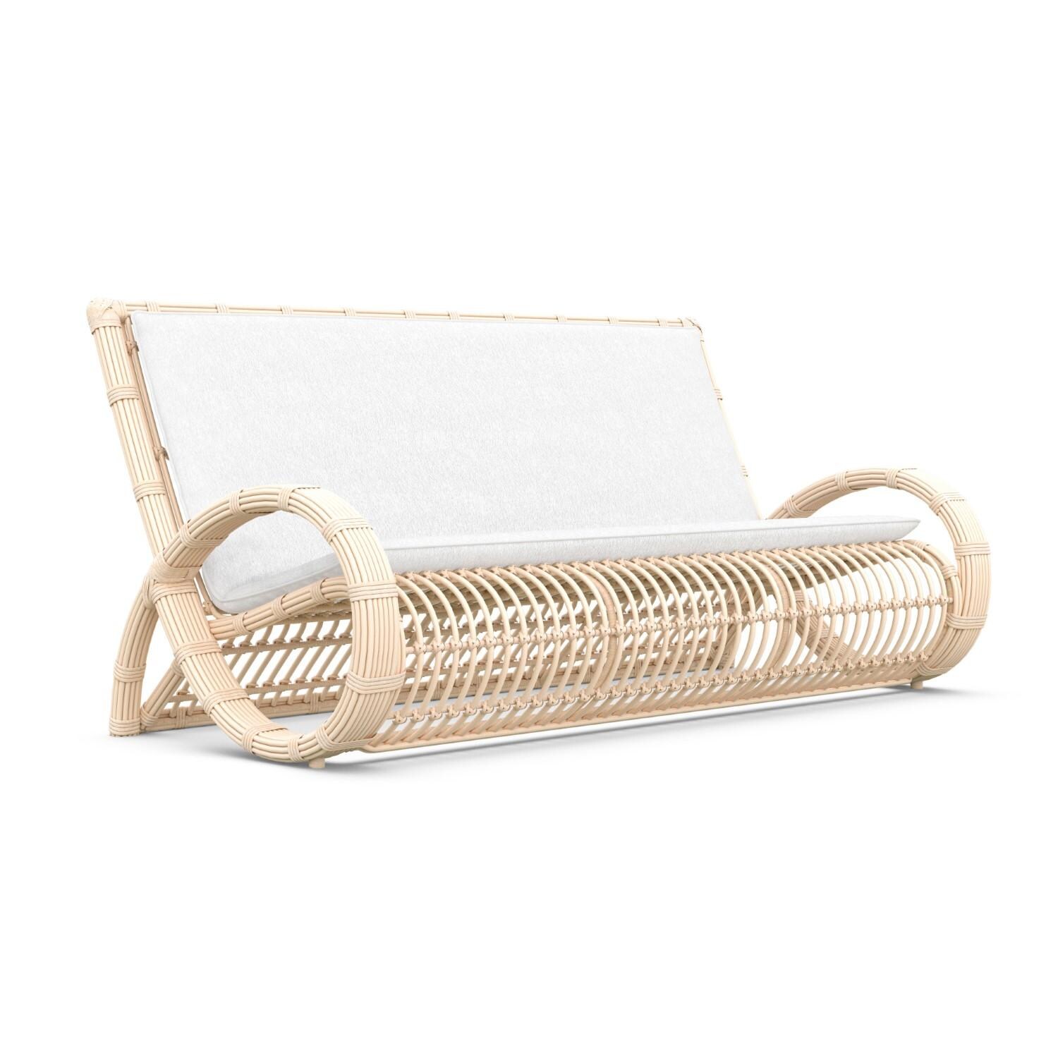 Azzurro Living PAL-W05S3-CU Paloma Wicker Sofa in Almond/Cloud - Angled - White Background thumbnail