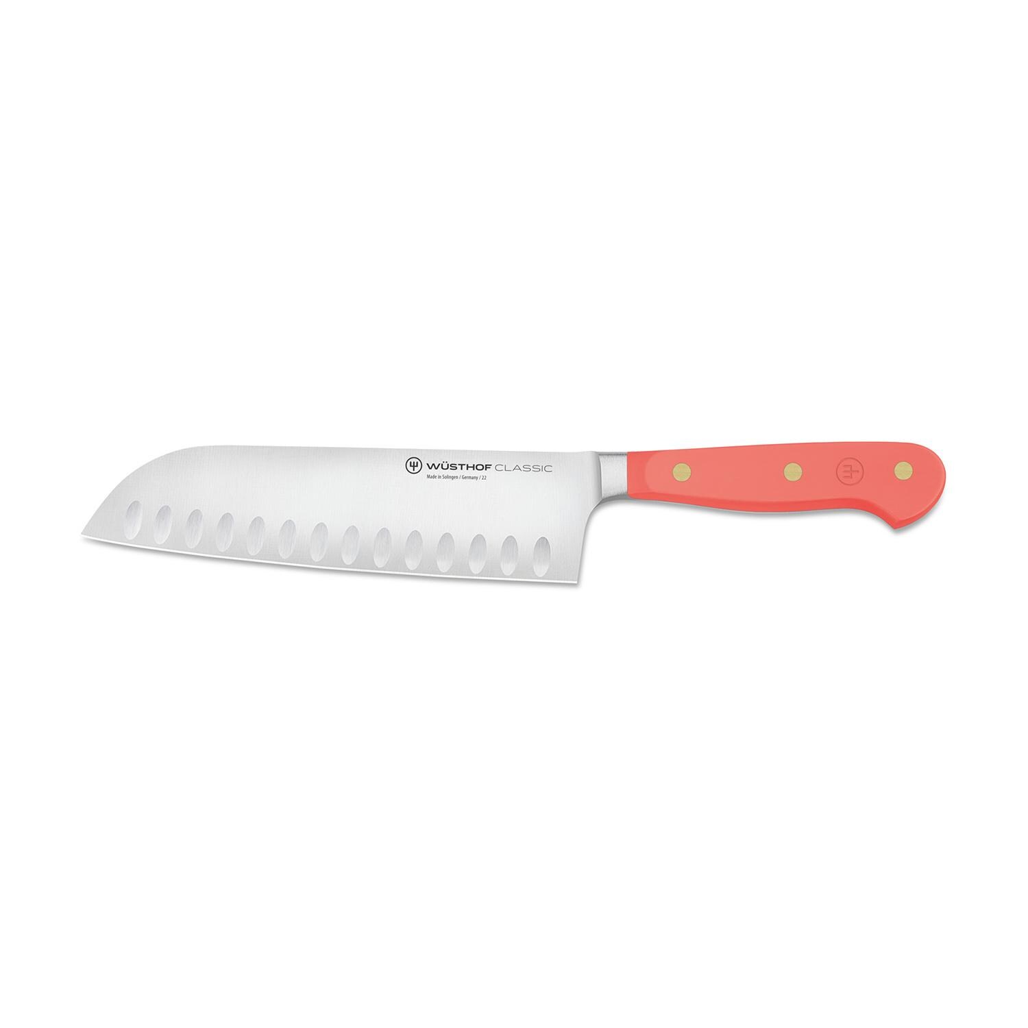 Wusthof 1061731517 Classic Coral Peach 7-Inch Santoku with Hollow Edge - White Background thumbnail