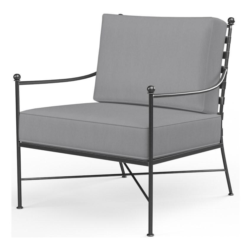 Provence Wrought Iron Club Chair w/ Self Welt in Pewter/Canvas Granite by Sunset West - White Background thumbnail