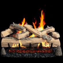 Firenado 30-Inch Split Oak Gas Log Set With Vented Natural Gas Stainless Firenado Burner and Black Fire Glass - Match Light