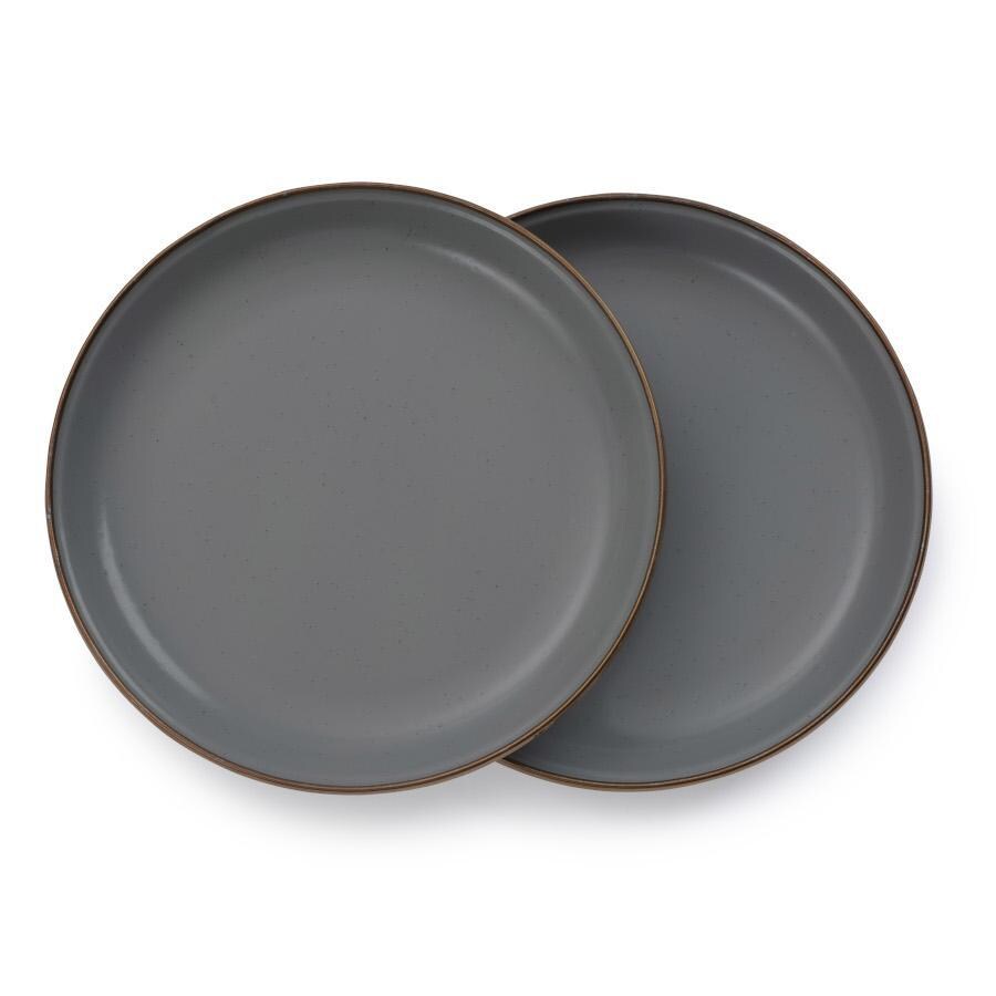 Barebones Living BND-1343 Enamel Dining Set - 16pc - Slate Gray - Saucers - White Background thumbnail