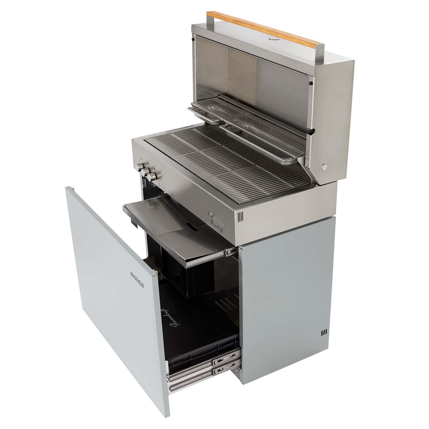 Flammkraft 1030979 Model D Natural Gas Grill - Light Grey - Storage - White Background thumbnail