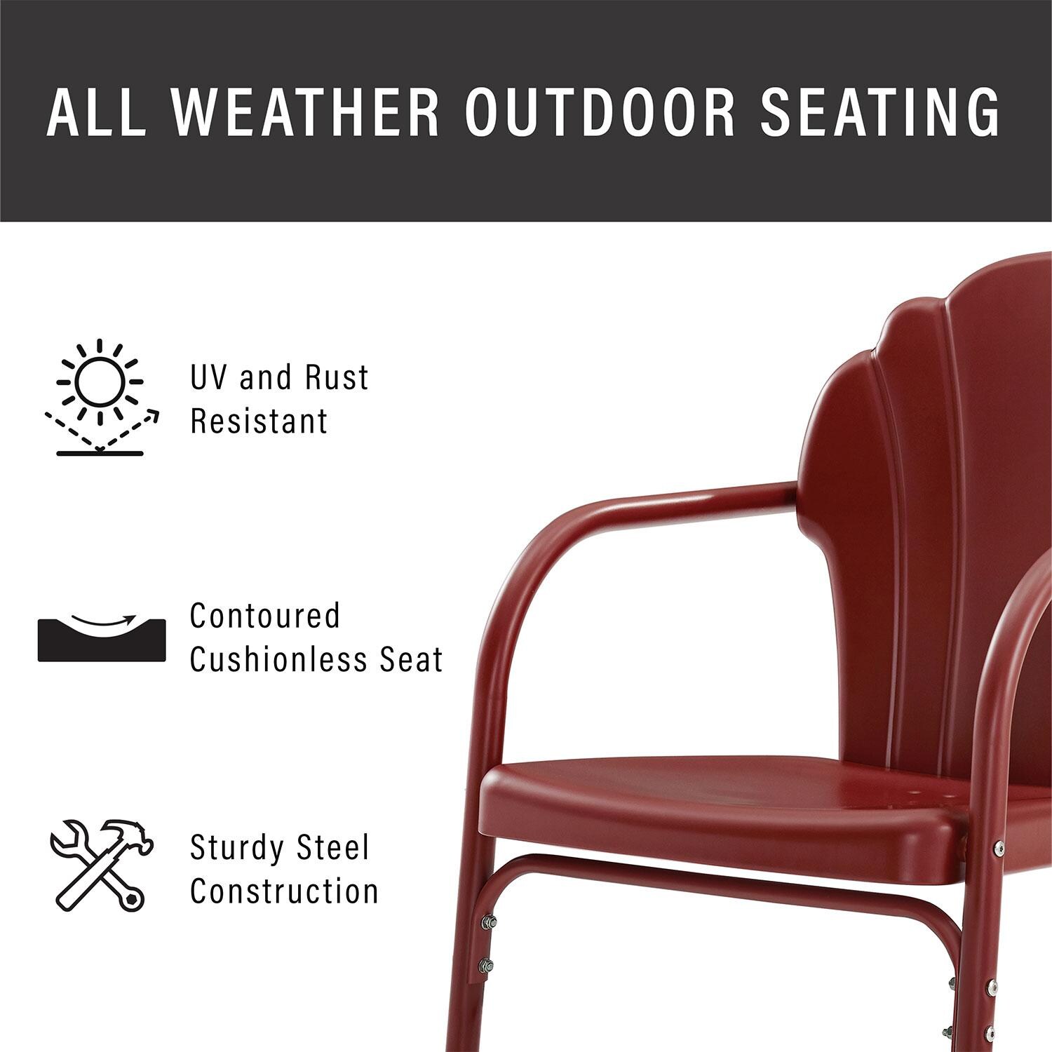 Ultimate Patio UP-32243RE 3Pc Retro Outdoor Bistro Set in Dark Red - Weather Resistant - Diagram thumbnail
