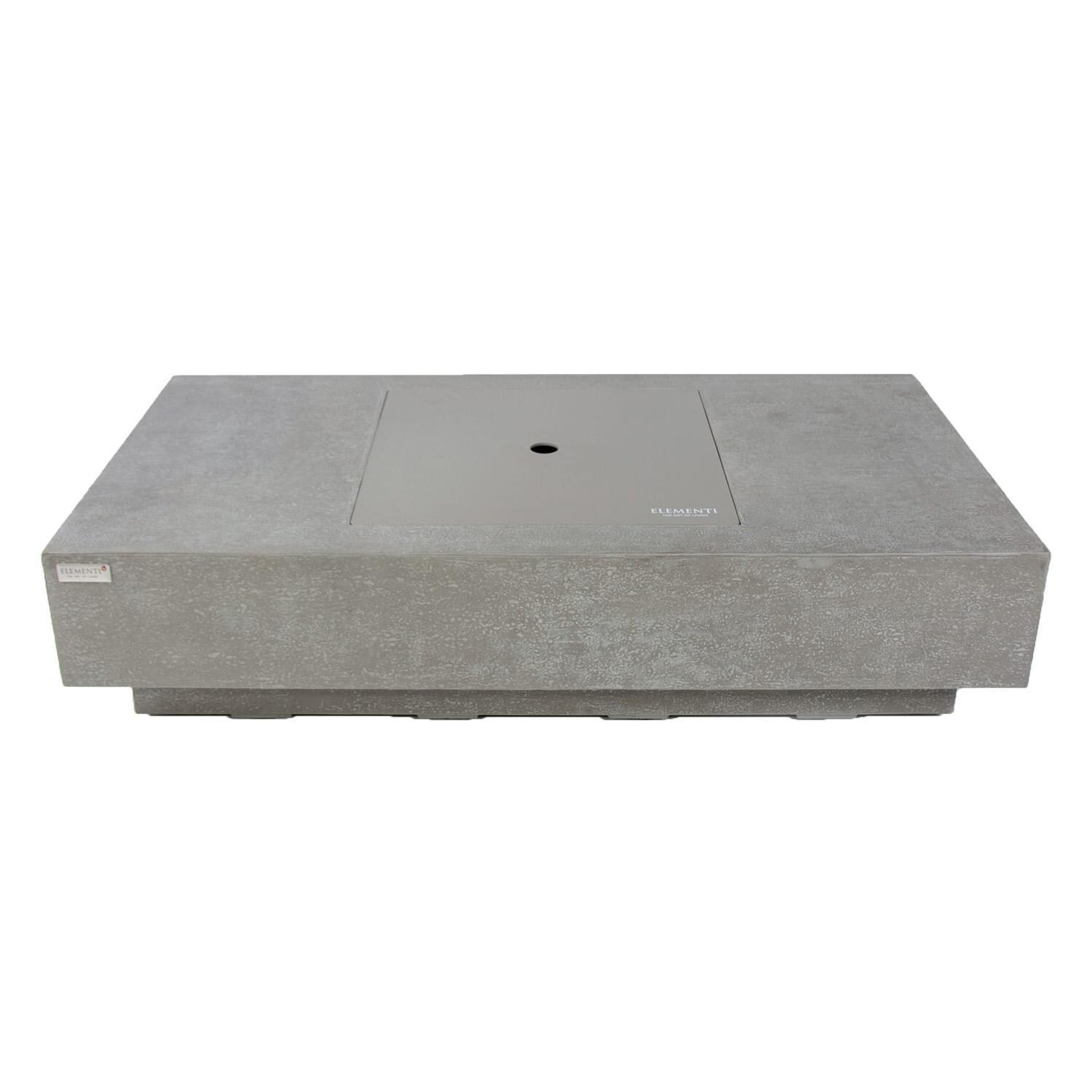 Monte Carlo 60 Inch Rectangular Natural Gas Fire Pit Table in Light Gray By Elementi - With Cover - White Background thumbnail
