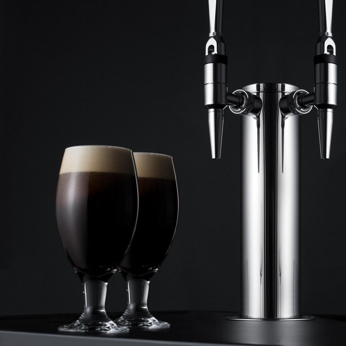 Summit SBC682NCFTWIN Commercial Outdoor Rated Double Tap Nitro Infused Coffee Dispenser / Kegerator - Poured Drinks thumbnail