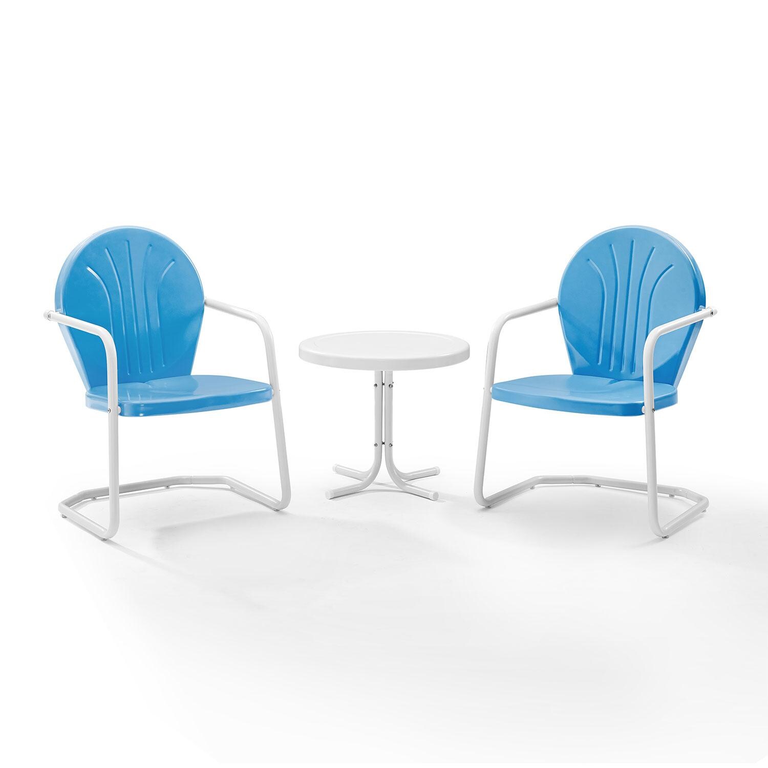 Ultimate Patio UP-32237BL 3Pc Retro Outdoor Chair Set in Sky Blue - Display - White Background thumbnail