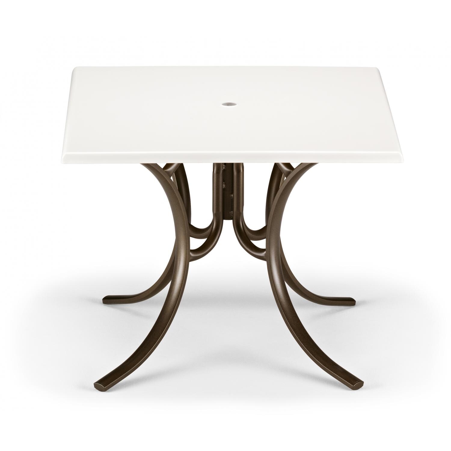 Telescope Casual 36 Inch Square Aluminum Patio Dining Table With Werzalit Top - Textured Aged Bronze/White