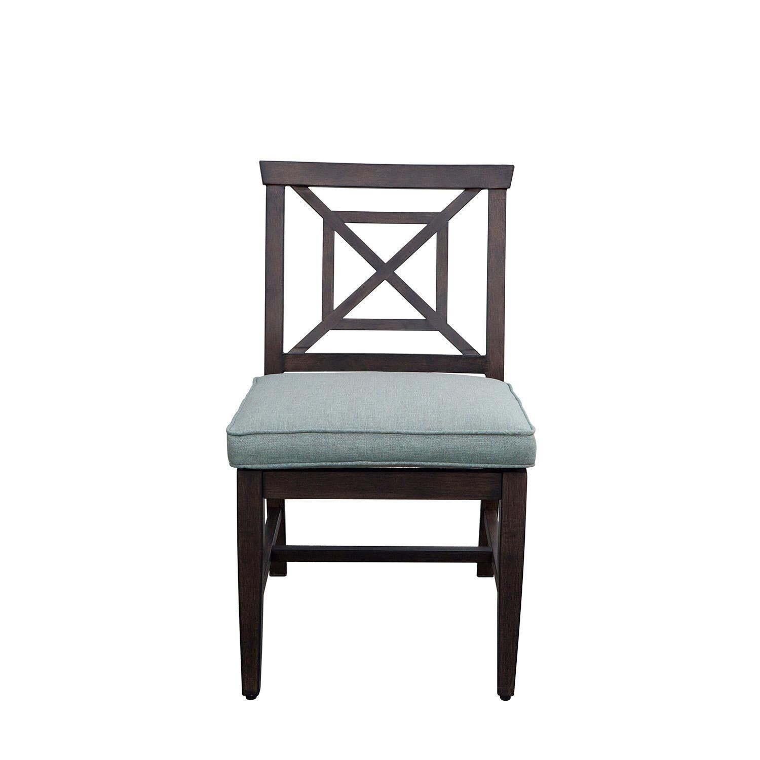 Atlantis Aluminum Dining Side Chair Set of 2 w/ Spa Cushions in Walnut By Darlee - White Background thumbnail