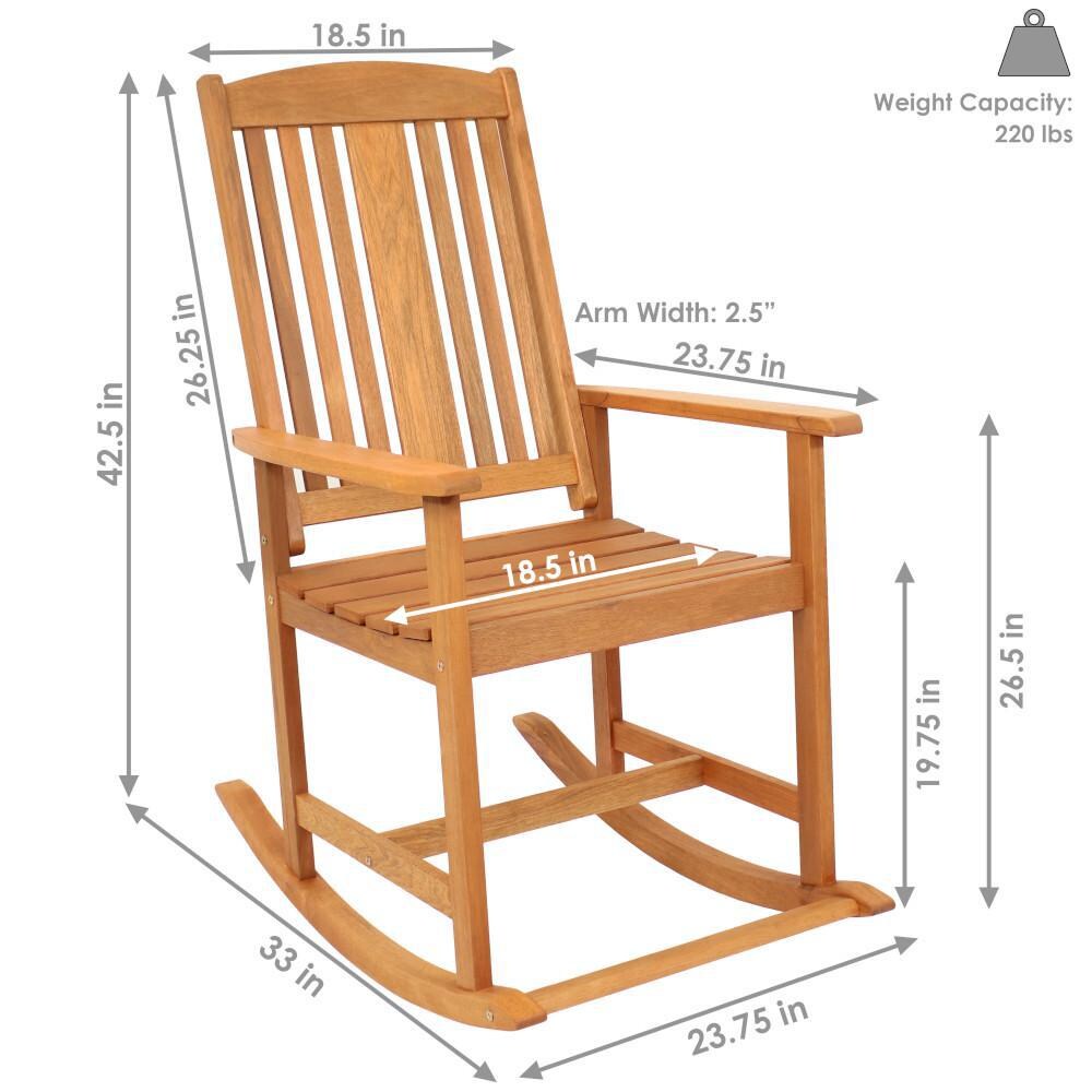 Ultimate Patio Meranti Wood Outdoor Rocking Chair - Dimensions thumbnail